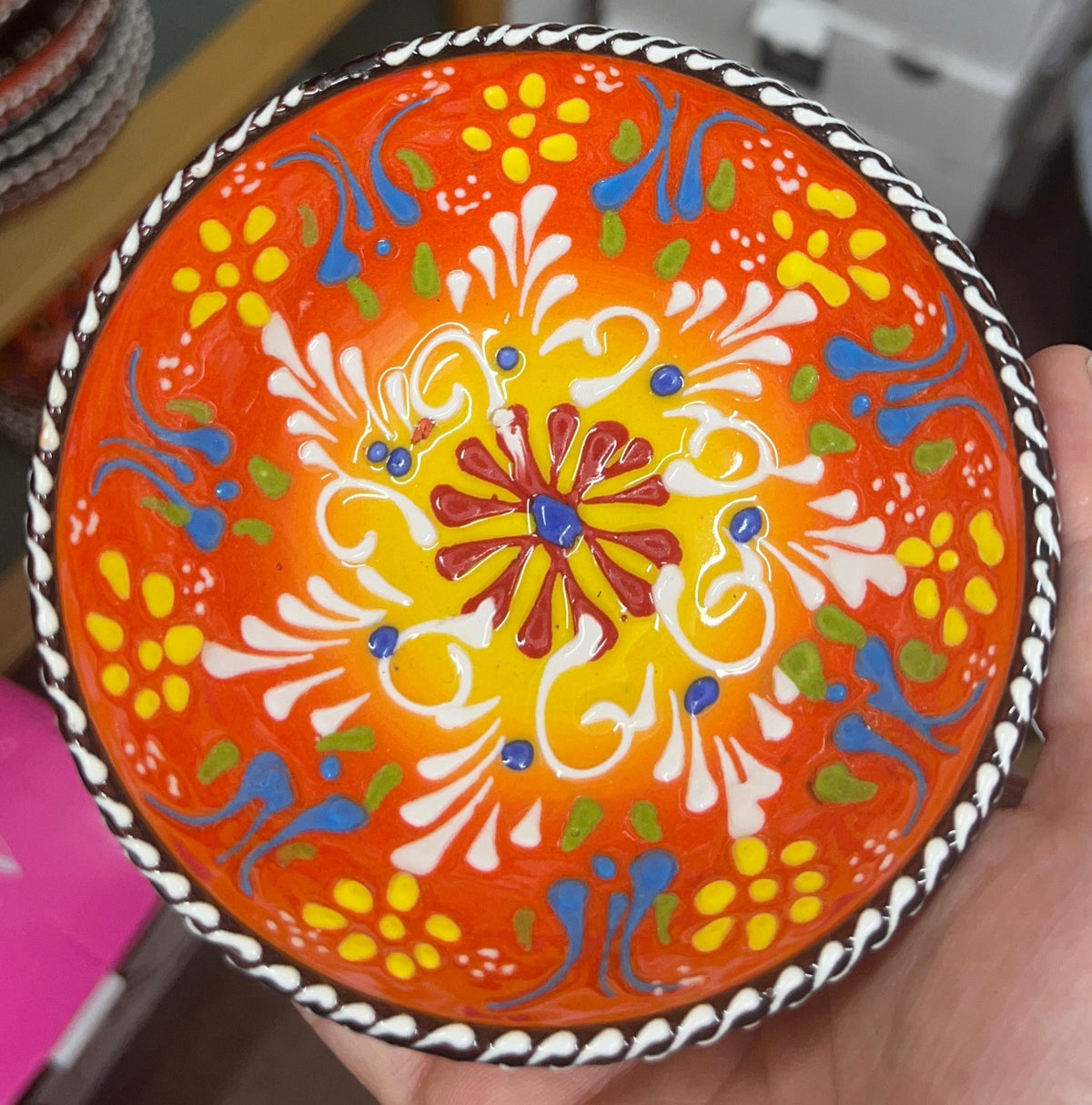 Handmade Ceramic Bowl Mexican Orange 12cm