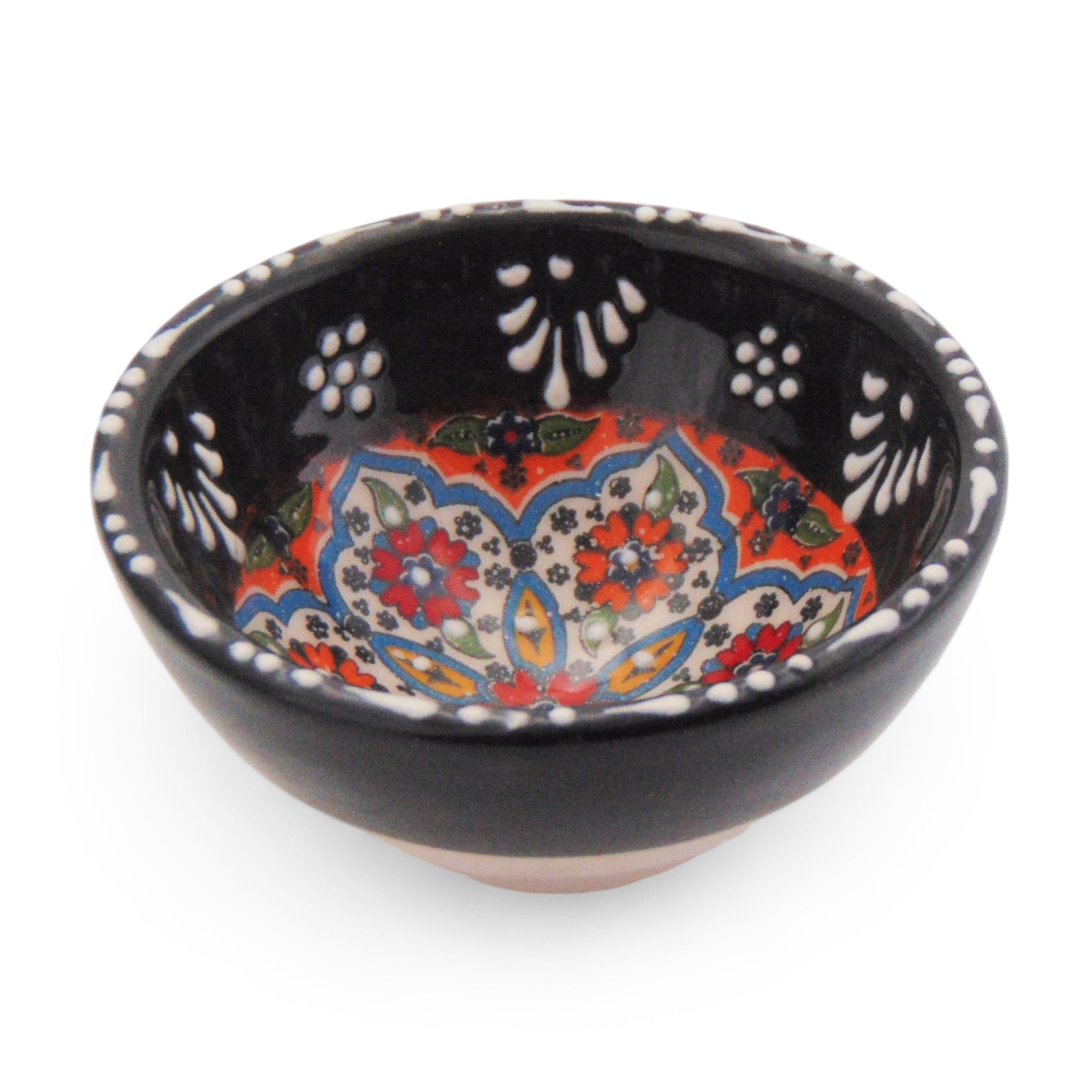 Ceramic Dip Bowl – Rochelle, Black Floral – 8cm