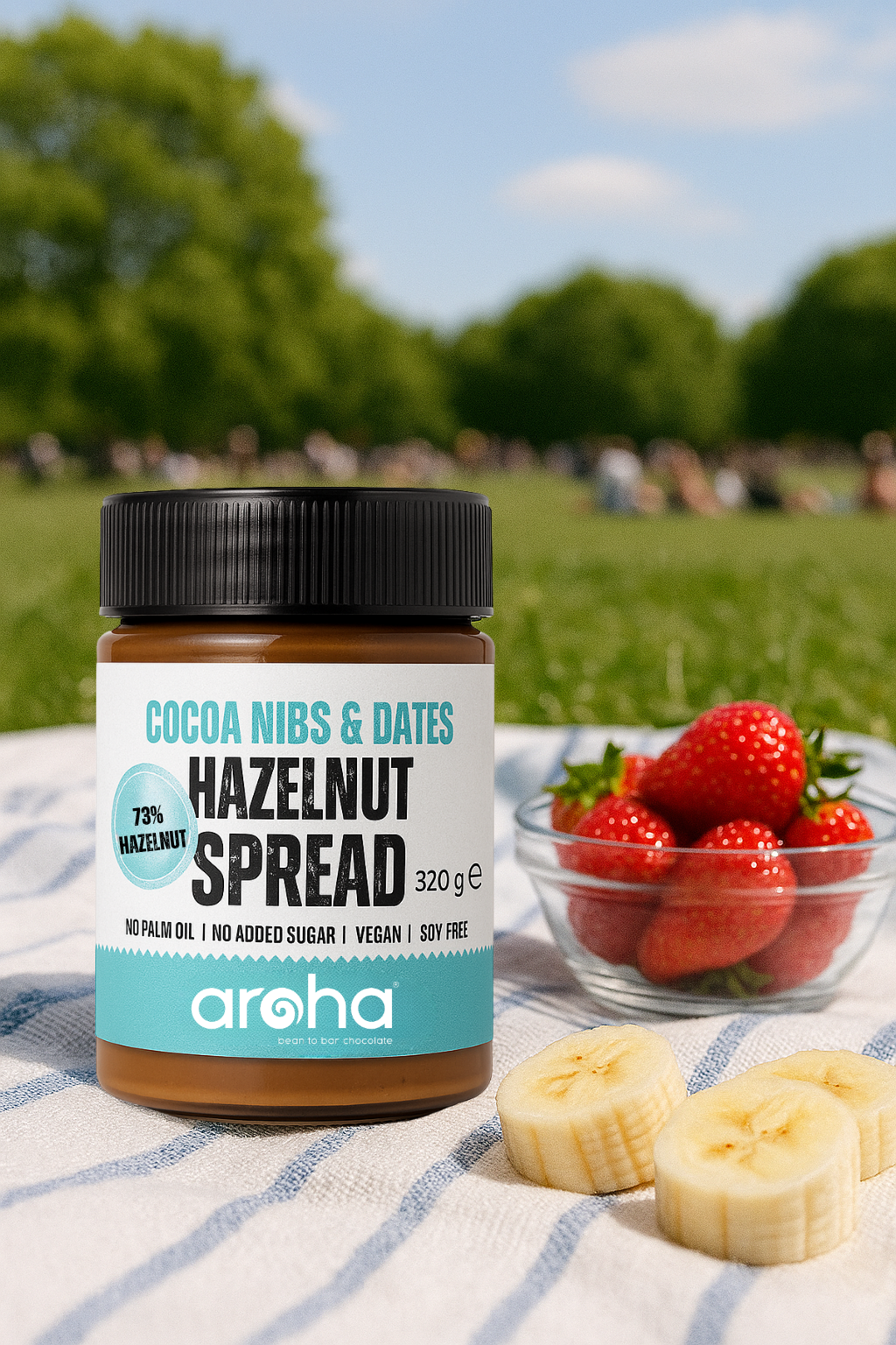 Aroha Cocoa Nib Hazelnut Spread 73% Hazelnut, 320 gr