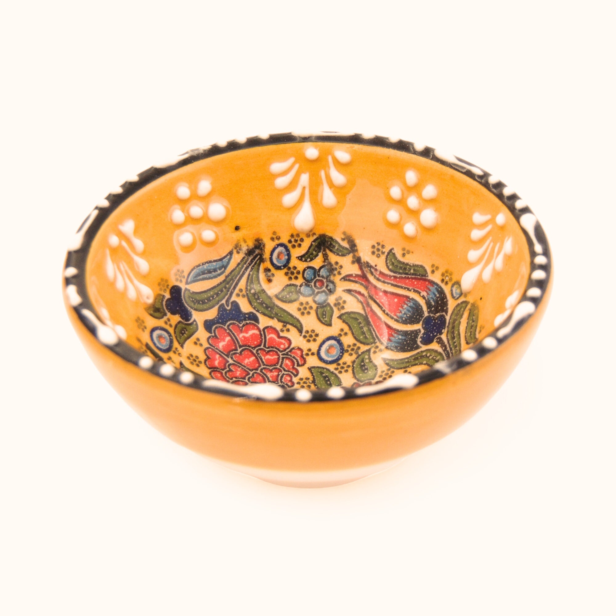 Ceramic Dip Bowl – Rochelle, Yellow Carnation – 8cm