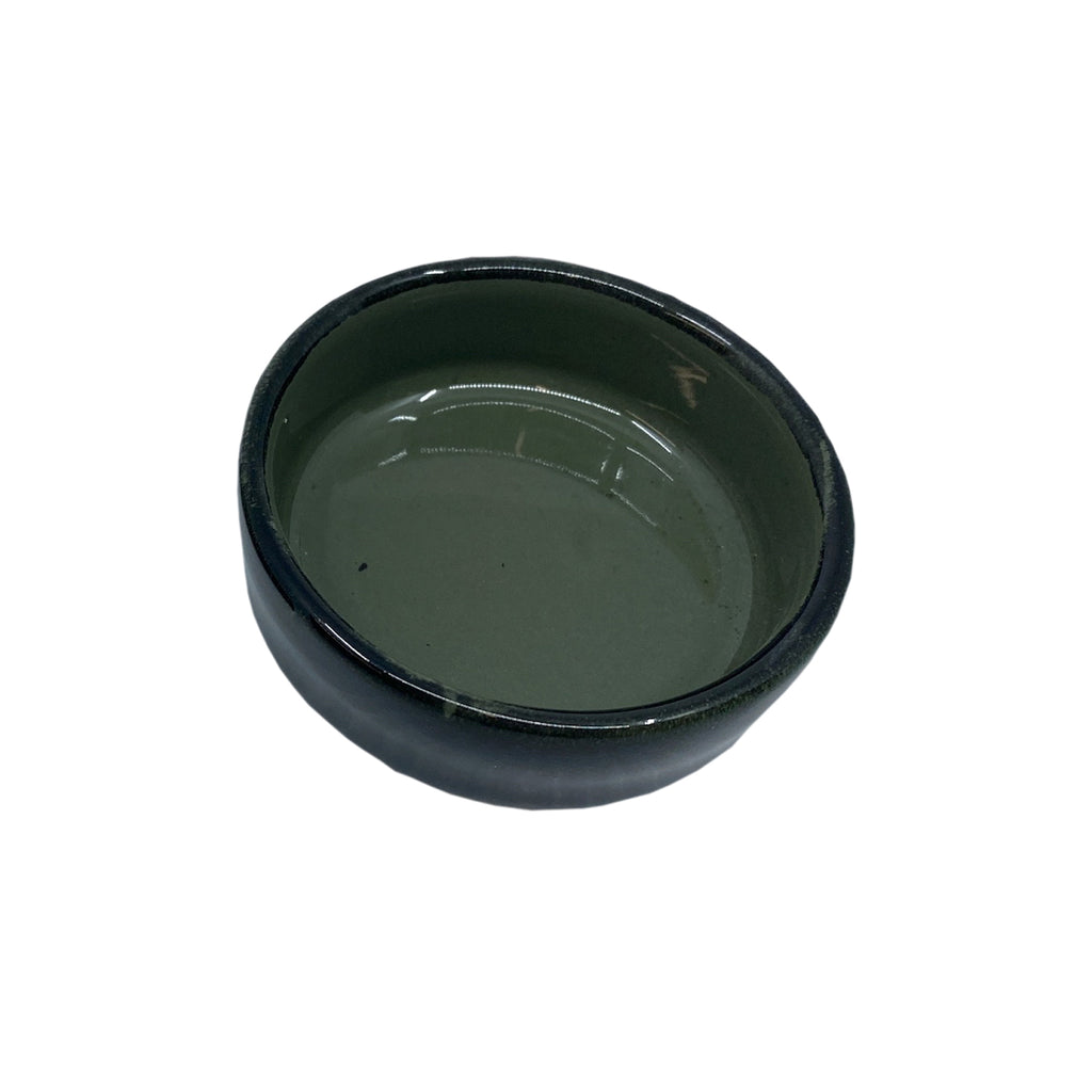 Porcelain Snack&Dip Bowl Pebble Black Dark Green 6cm
