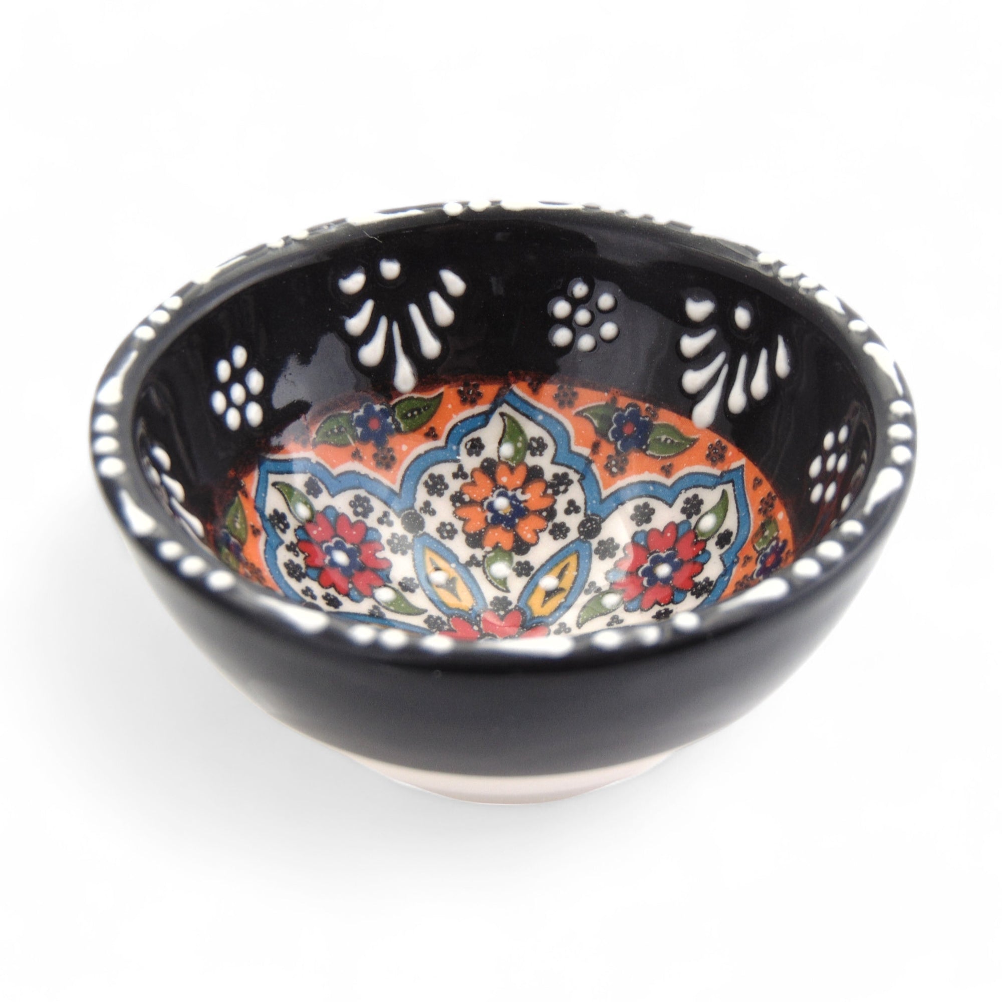 Ceramic Dip Bowl – Rochelle, Black Floral – 8cm