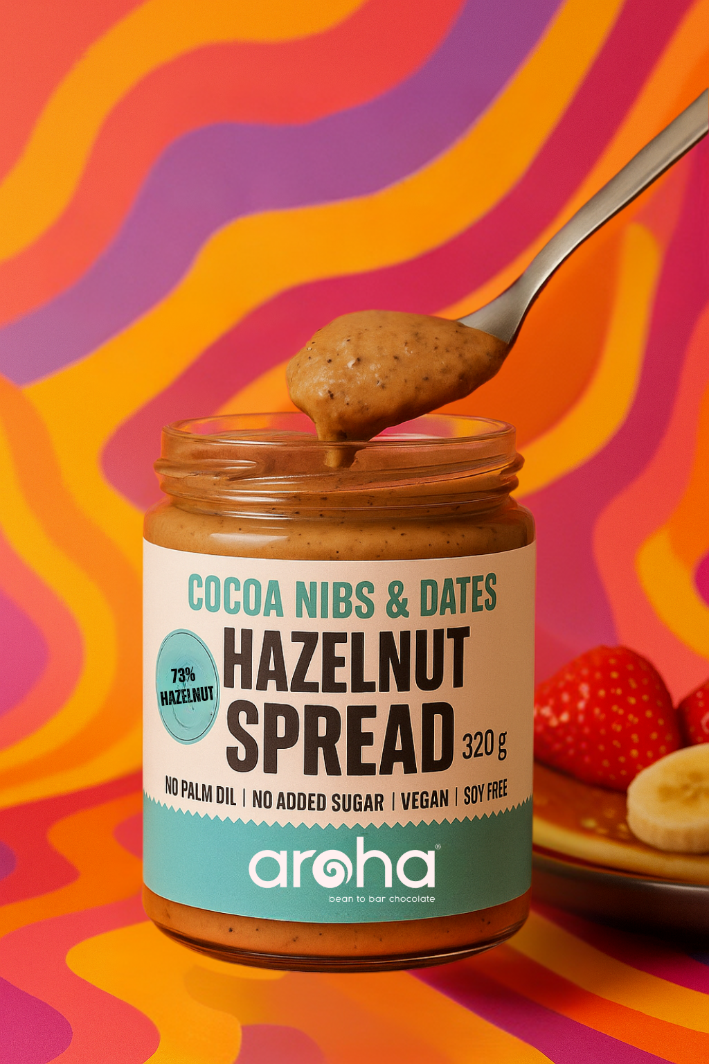 Aroha Cocoa Nib Hazelnut Spread 73% Hazelnut, 320 gr