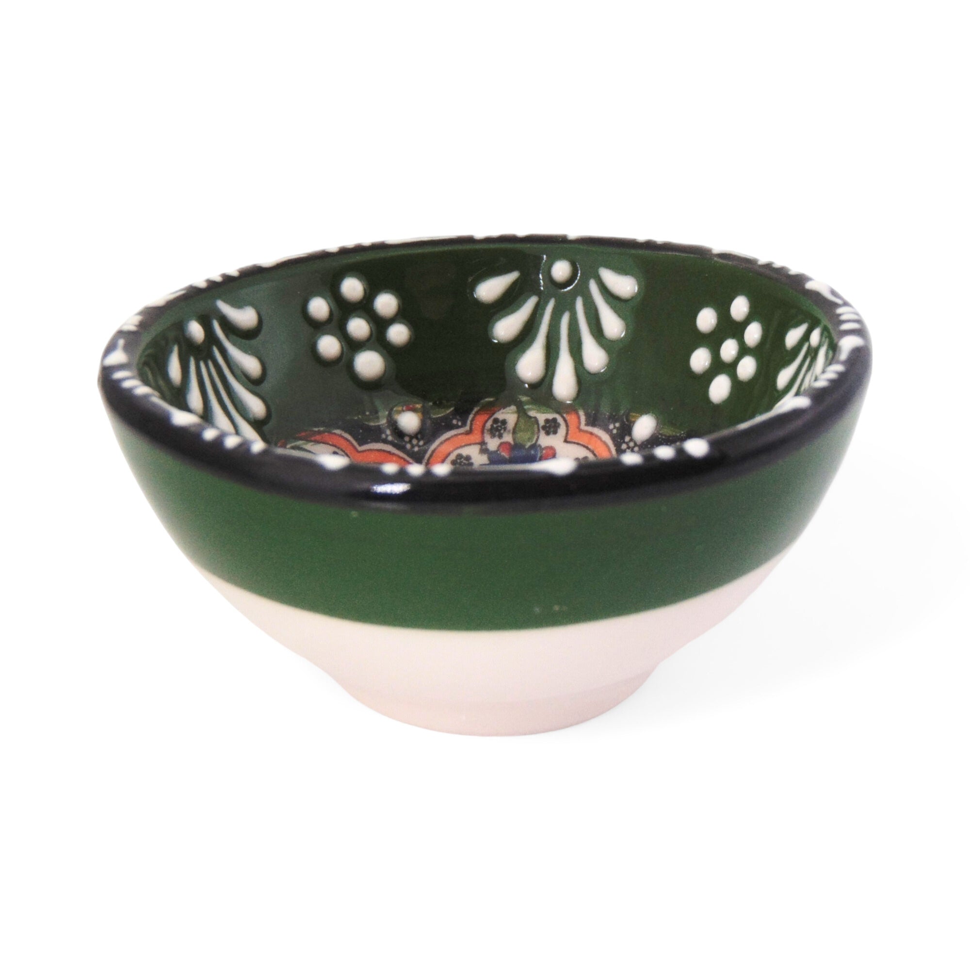 Ceramic Dip Bowl – Rochelle, Green Floral – 8cm