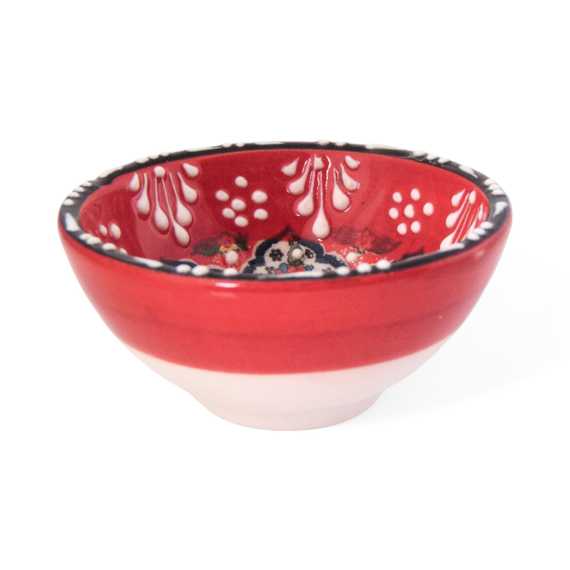 Ceramic Dip Bowl – Rochelle, Red Floral – 8cm