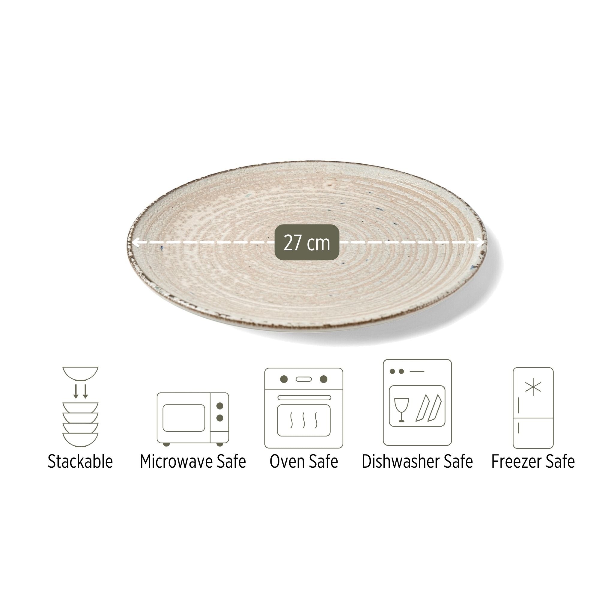 Porcelain Dinner Plate – Sark, Sandstone – 27cm