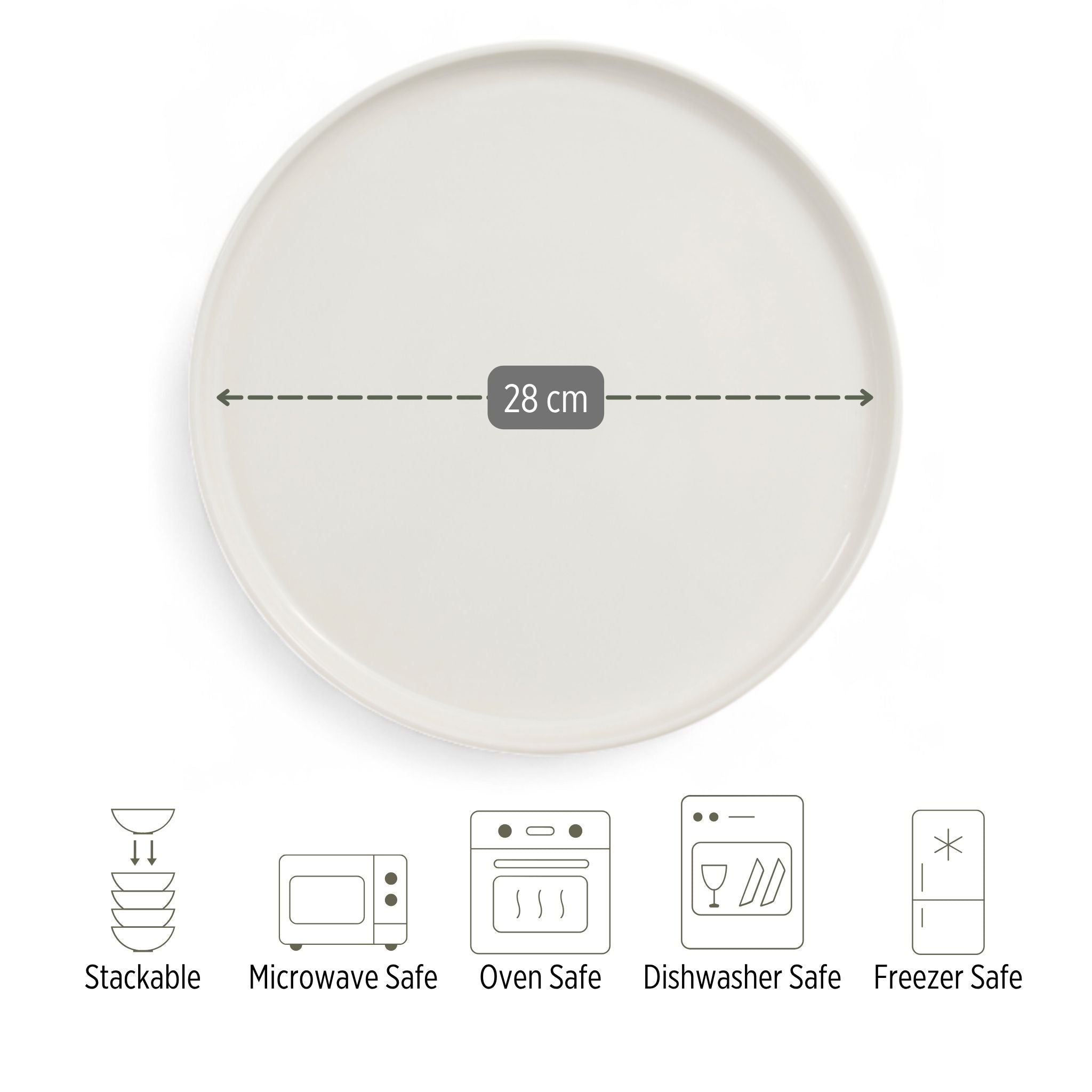 Porcelain Dinner Plate – Portland, Ivory White – 28cm