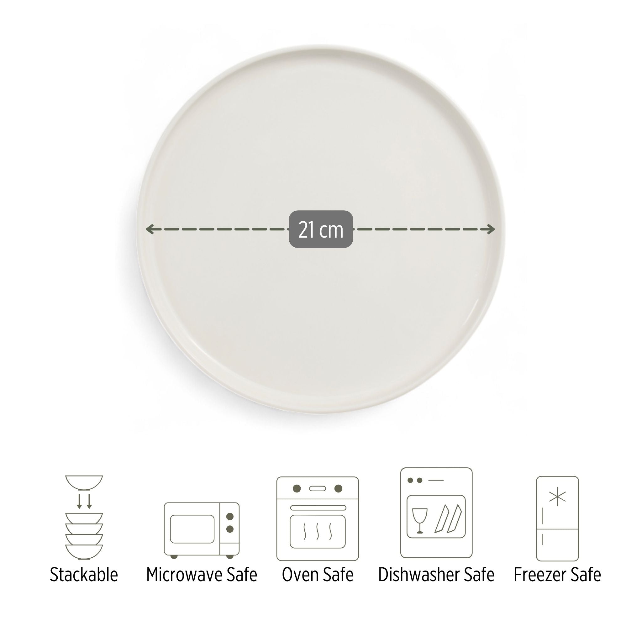 Porcelain Side Plate - Portland, Ivory White - 21cm Diameter