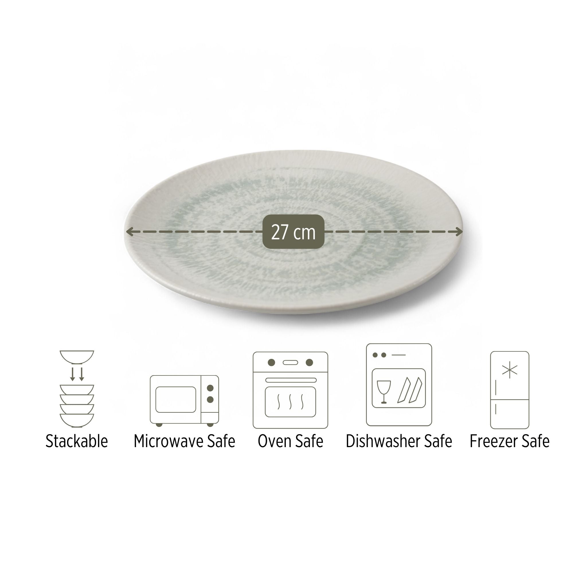 Porcelain Dinner Plate – Sark, Frost Green – 27cm