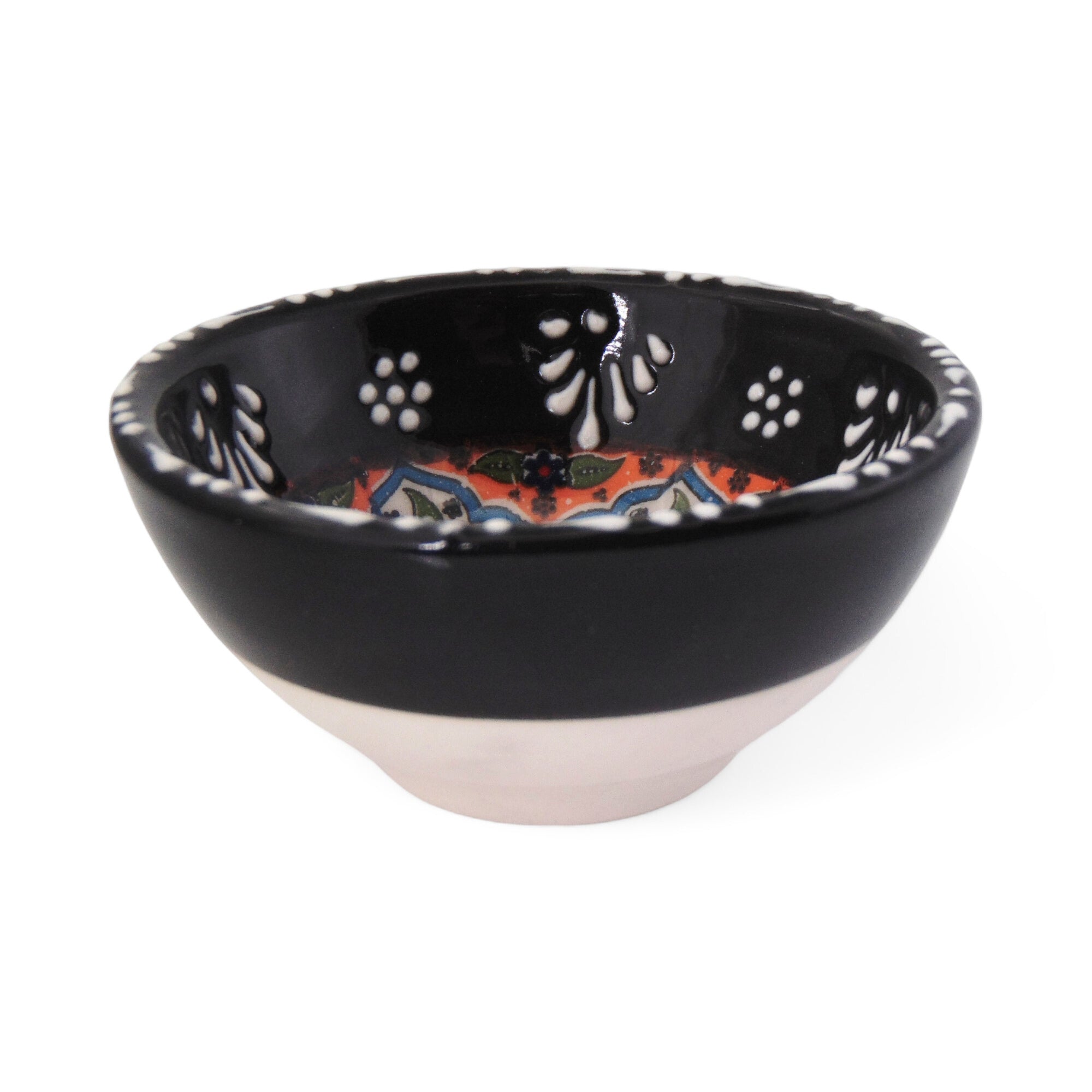 Ceramic Dip Bowl – Rochelle, Black Floral – 8cm