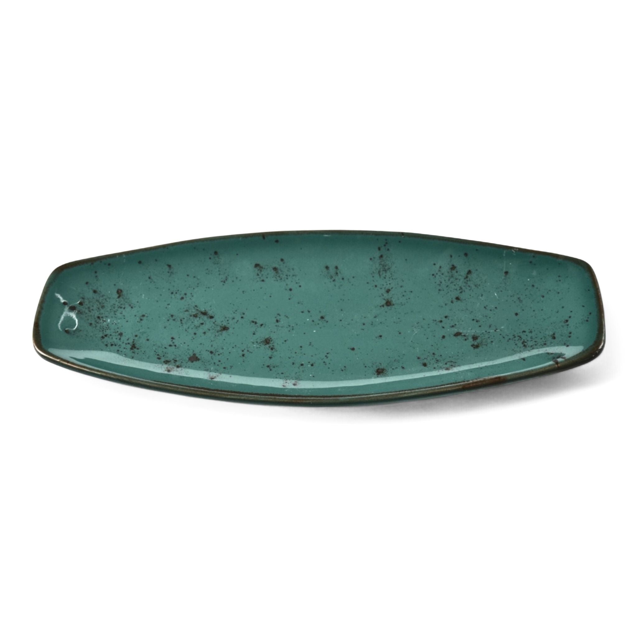 Porcelain Serving Plate - Fairlie Series, Teal Green - 28x15cm
