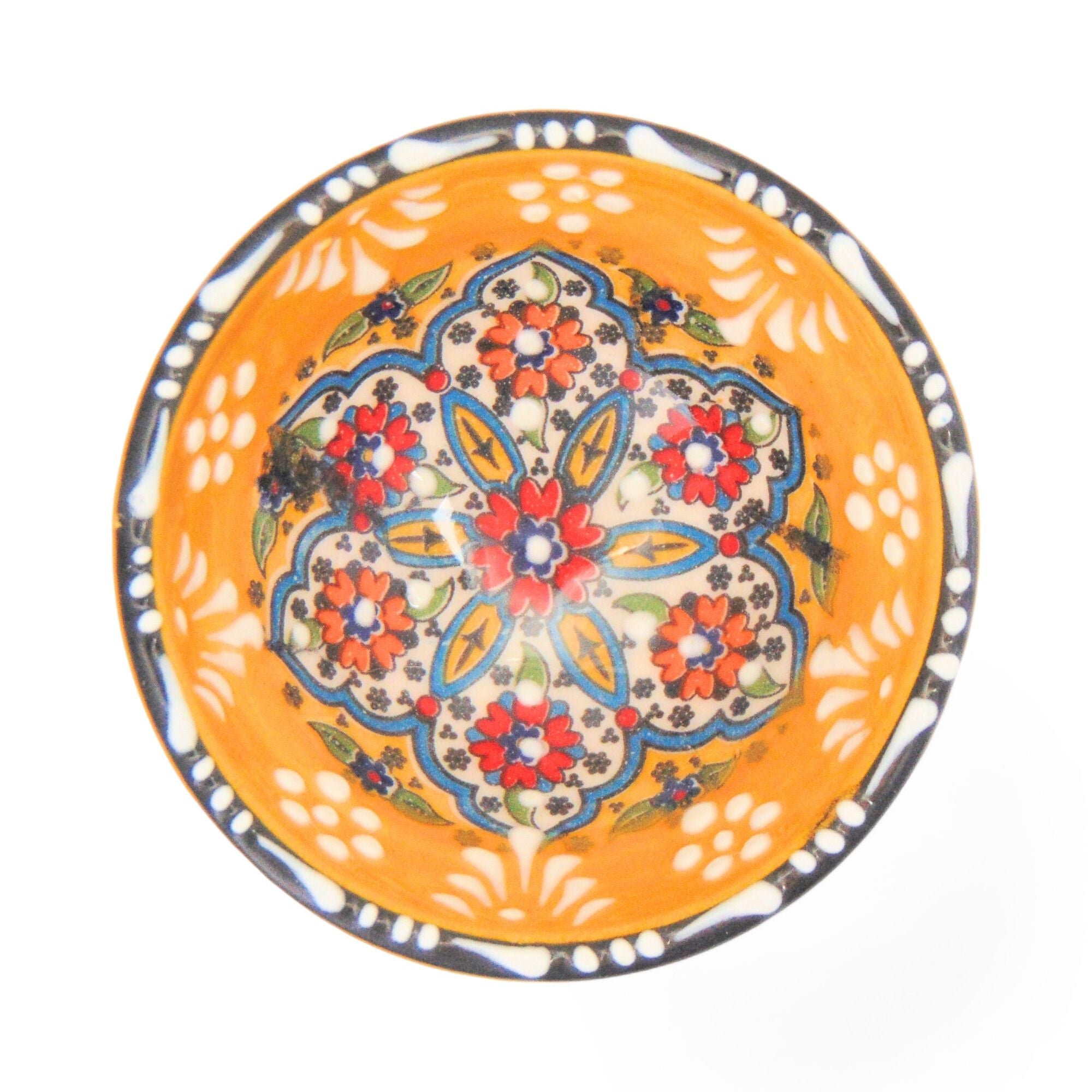 Ceramic Dip Bowl – Rochelle, Yellow Floral – 8cm