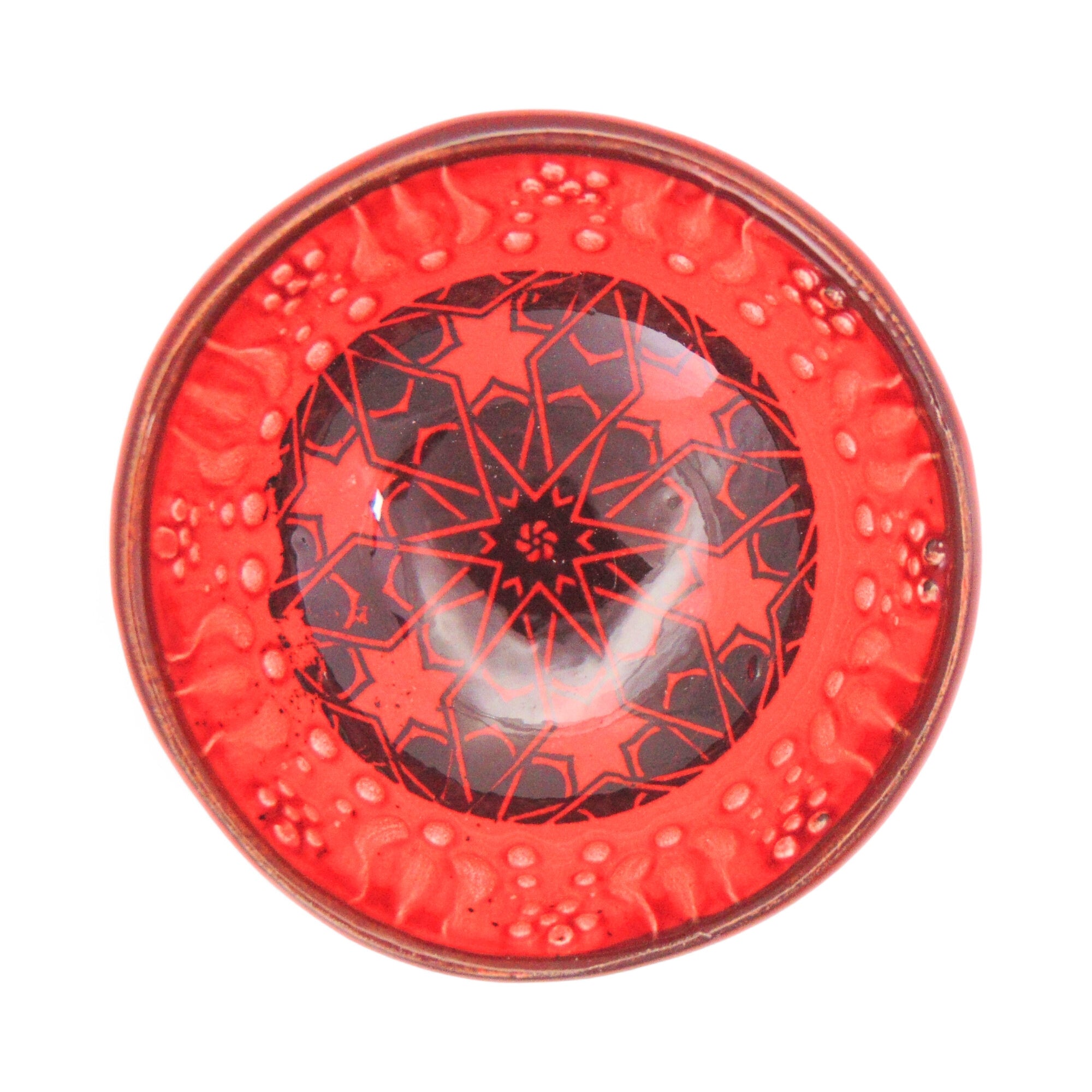 Ceramic Dip Bowl – Iznik, Red Stars – 8cm