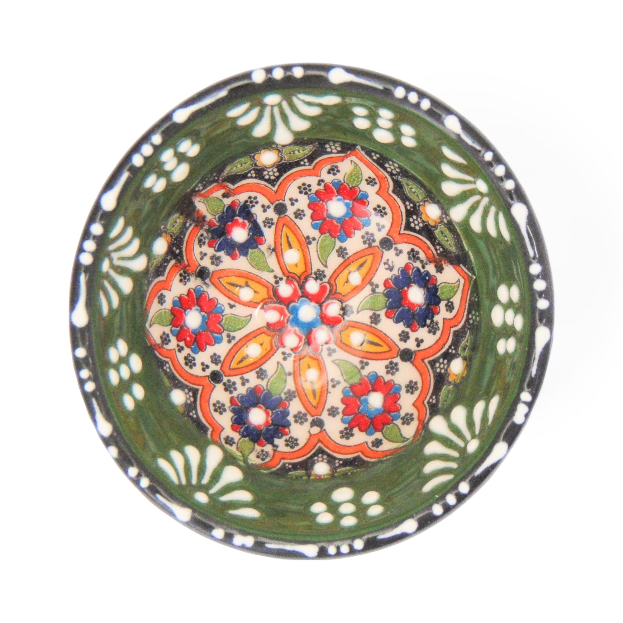 Ceramic Dip Bowl – Rochelle, Green Floral – 8cm