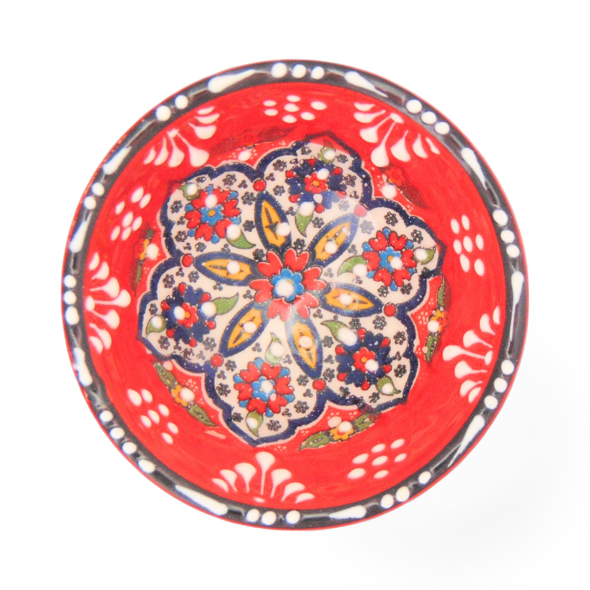 Ceramic Dip Bowl – Rochelle, Red Floral – 8cm