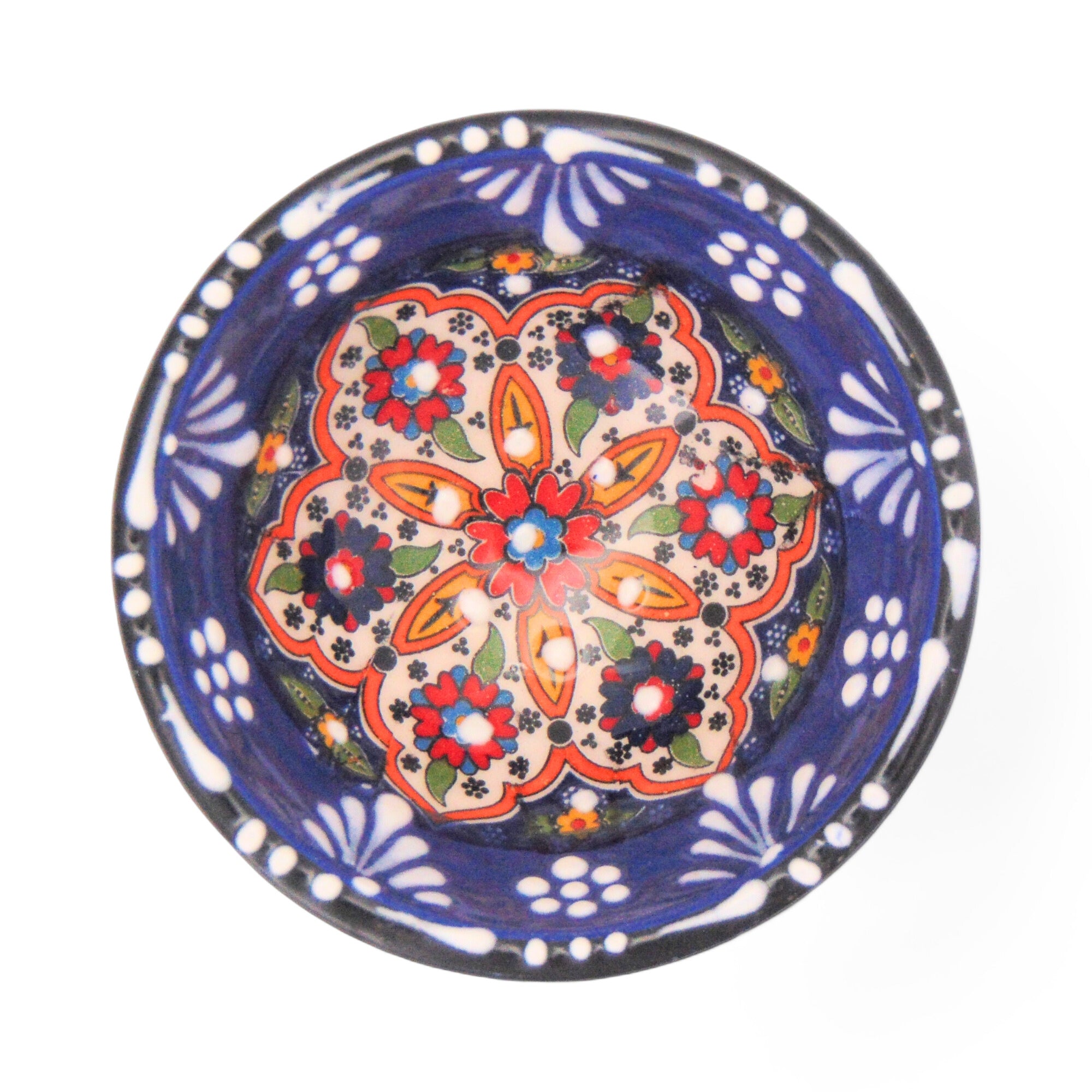 Ceramic Dip Bowl – Rochelle, Navy Floral – 8cm