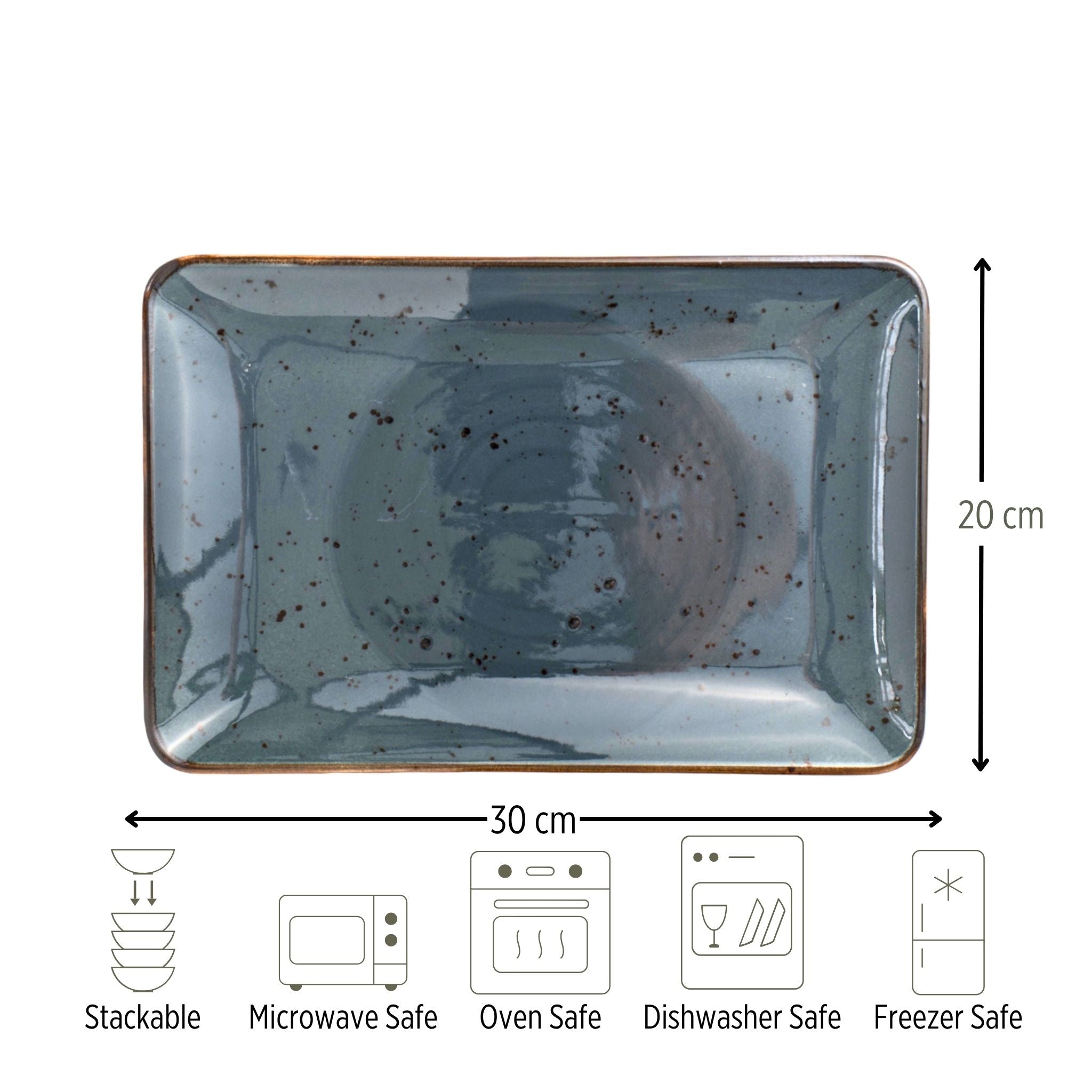 Porcelain Serving Plate – Fairlie, Forest Green – 30x20cm