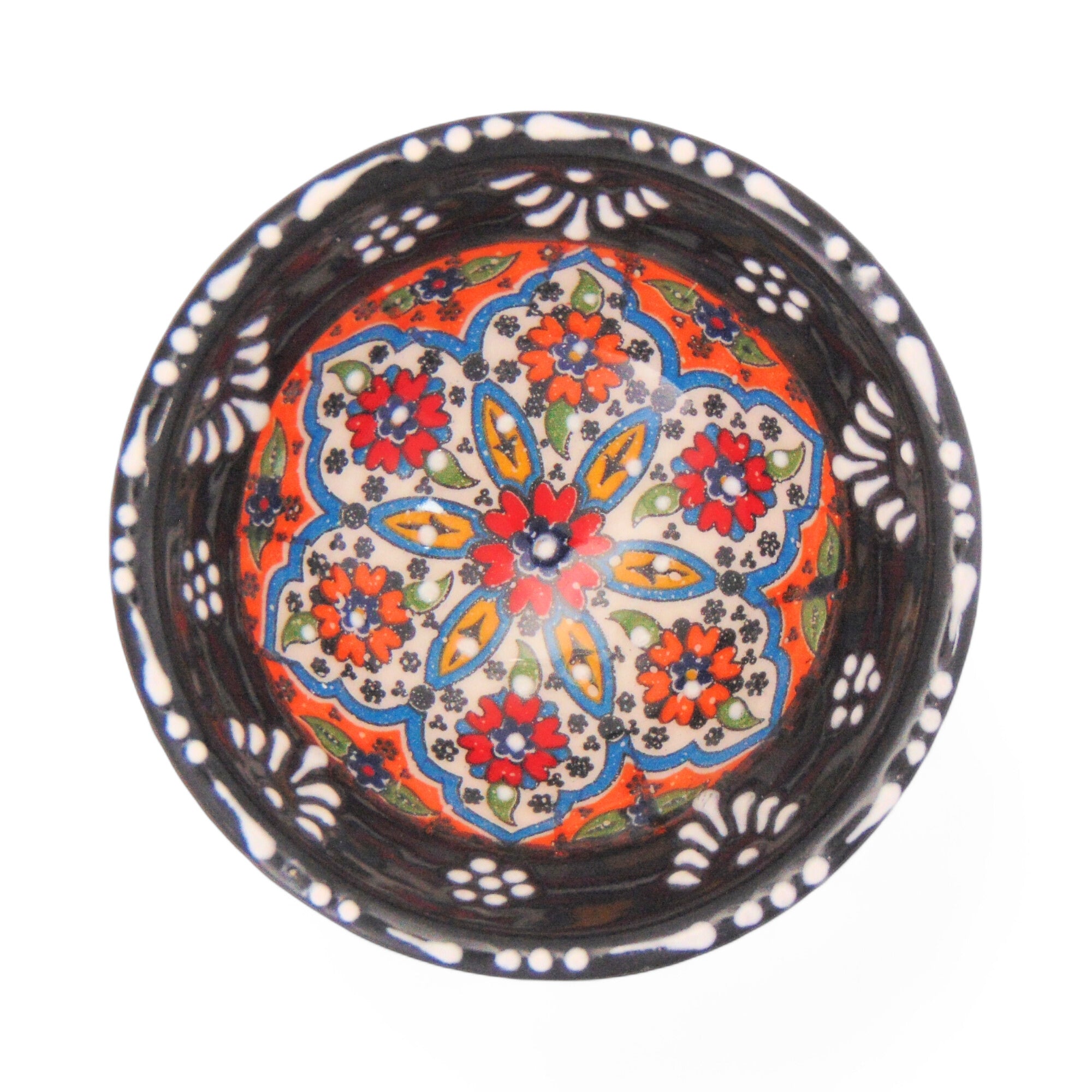 Ceramic Dip Bowl – Rochelle, Black Floral – 8cm