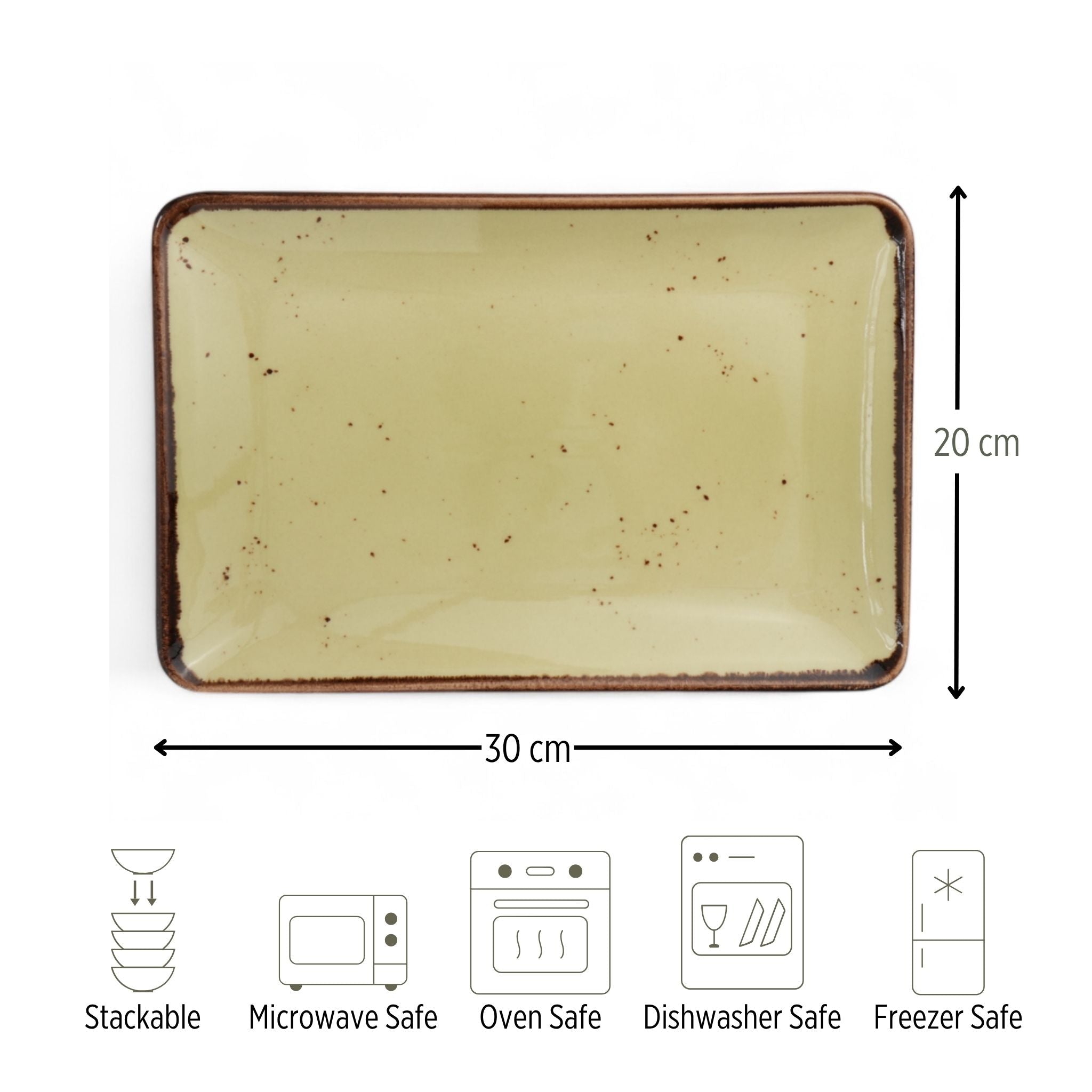 Pistachio Green Porcelain Serving Plate - Fairlie Series 30x20cm