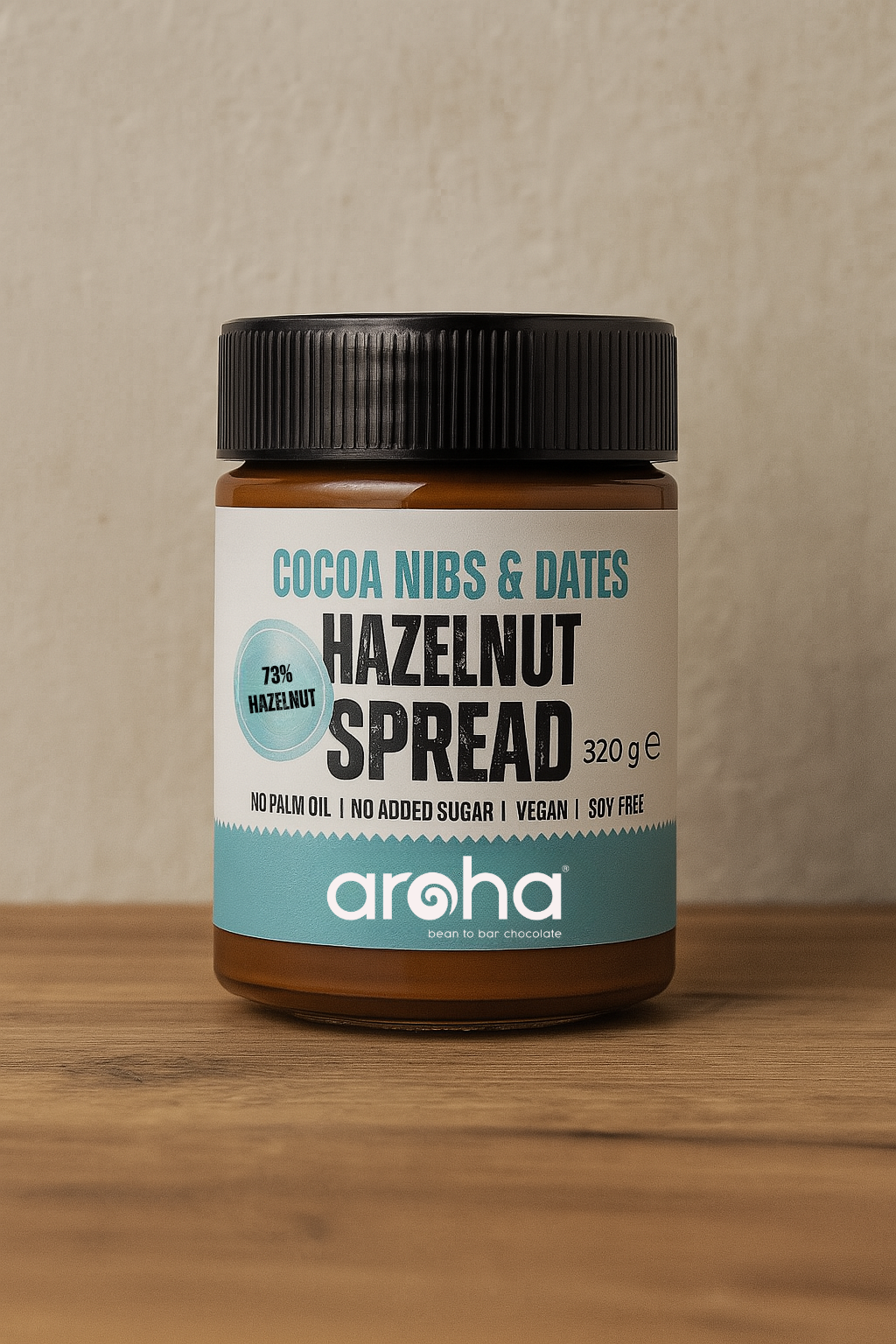 Aroha Cocoa Nib Hazelnut Spread 73% Hazelnut, 320 gr