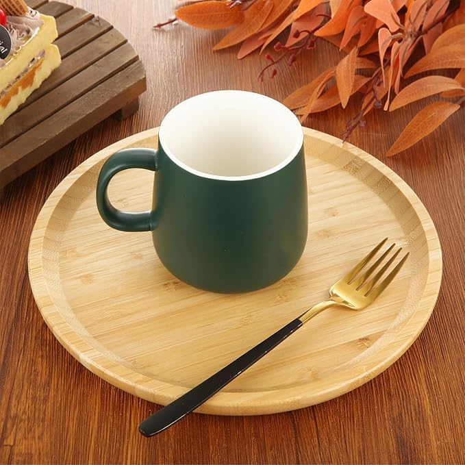 Bamboo Round Serving Platter & Terracotta Wooden Tray 25 cm