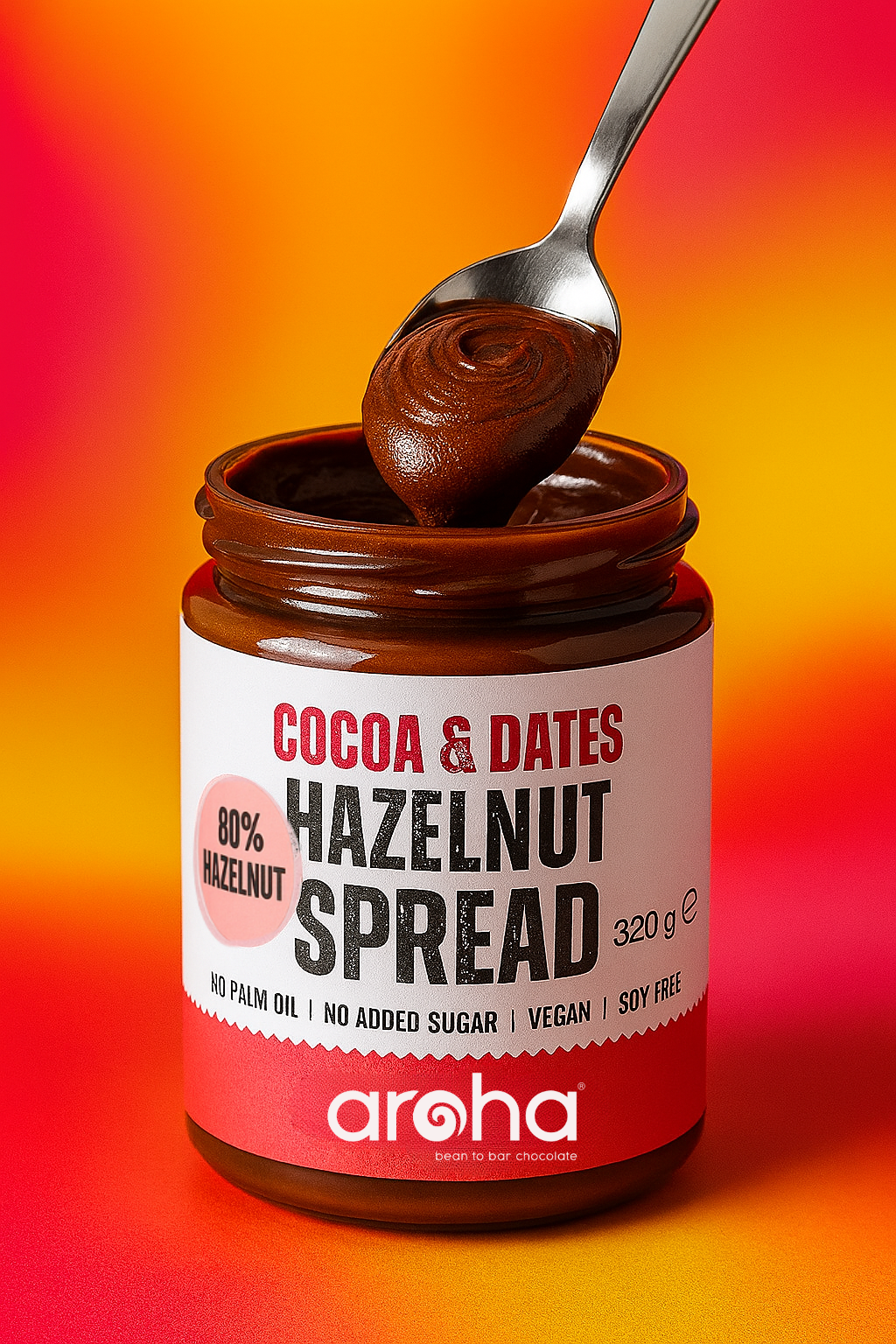 Aroha %80 Hazelnut Spread With Cocoa & Dates, 320 gr