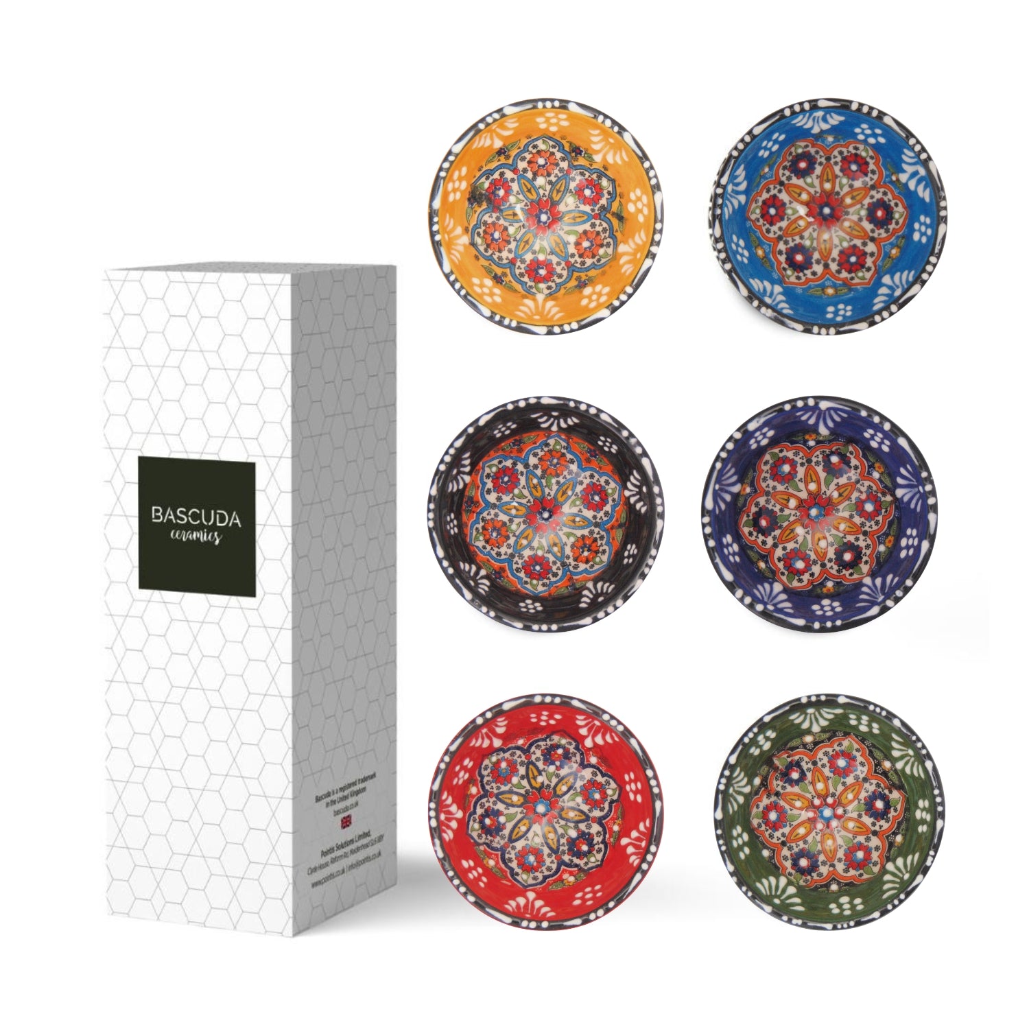 Set of 6 Ceramic Dip Bowls – Rochelle, Summer Bloom – 8cm