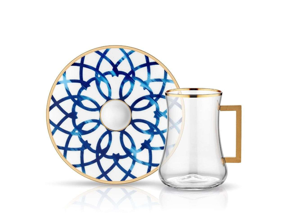 Dervish Bianca Handle Tea Glass and Saucer-Tea Sets-K-United