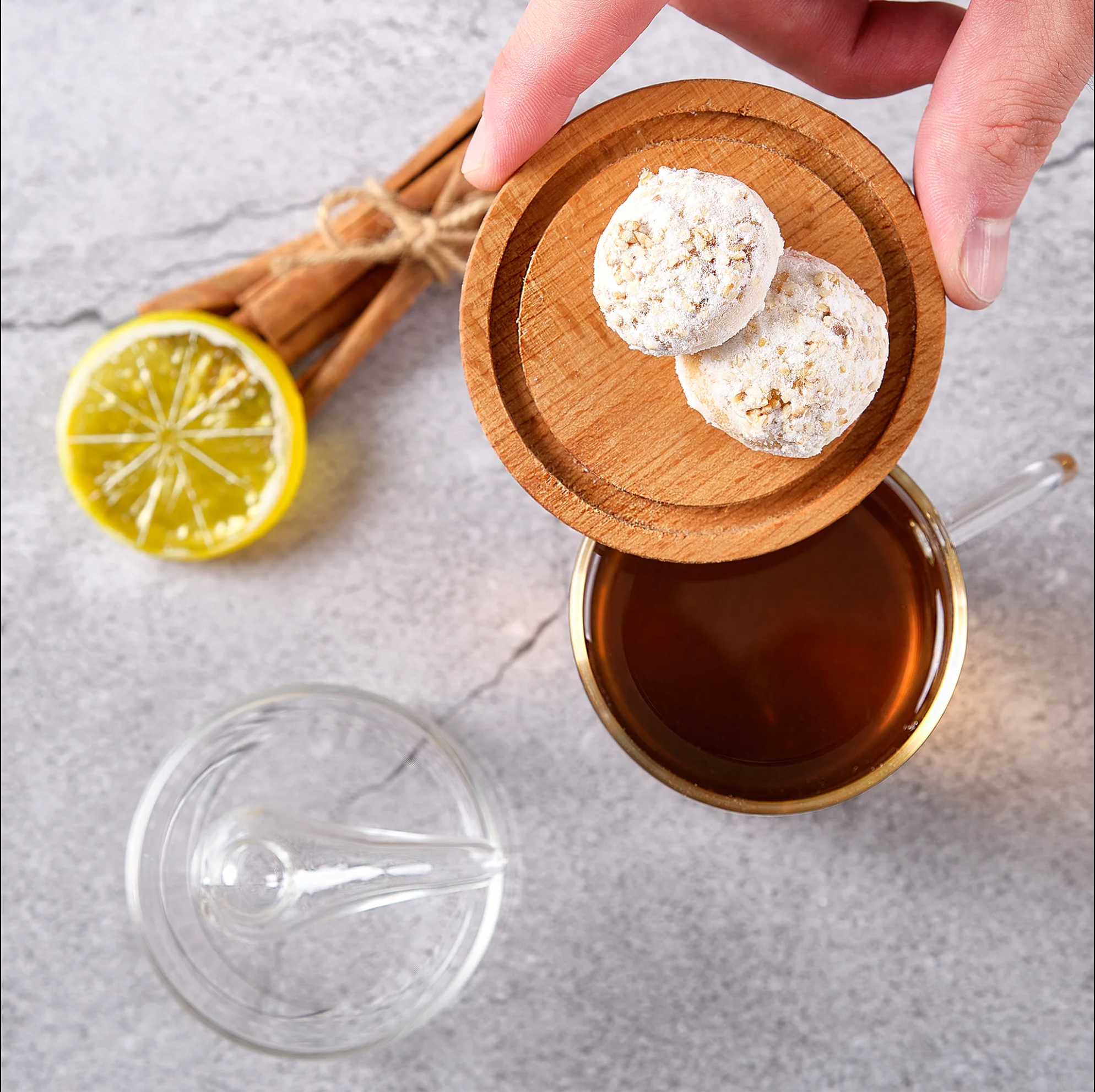 Handmade Glass Mug with Cookie Holder