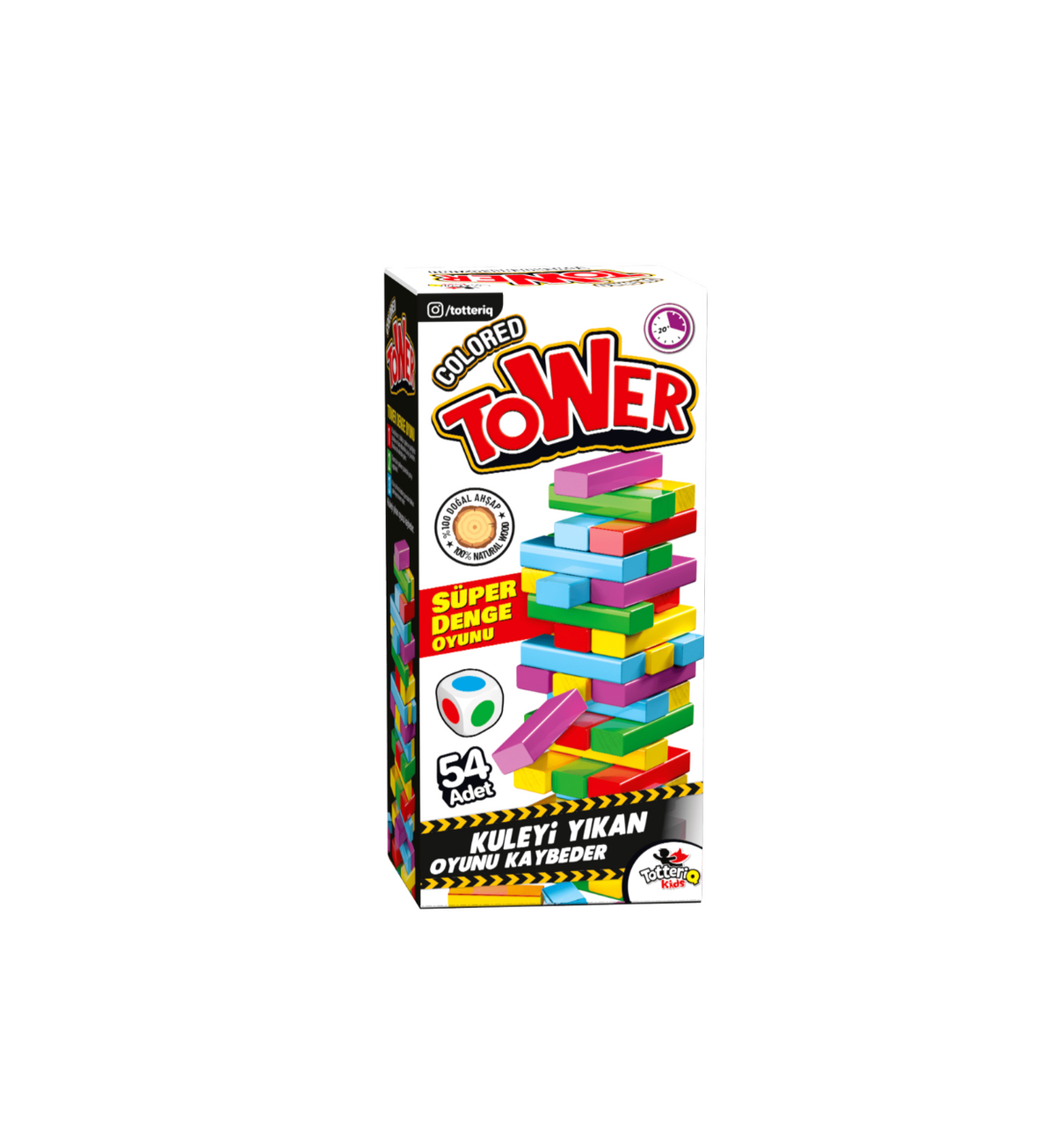 Totteriq Coloured Tower Wooden Blocks Tumbling Tower Game