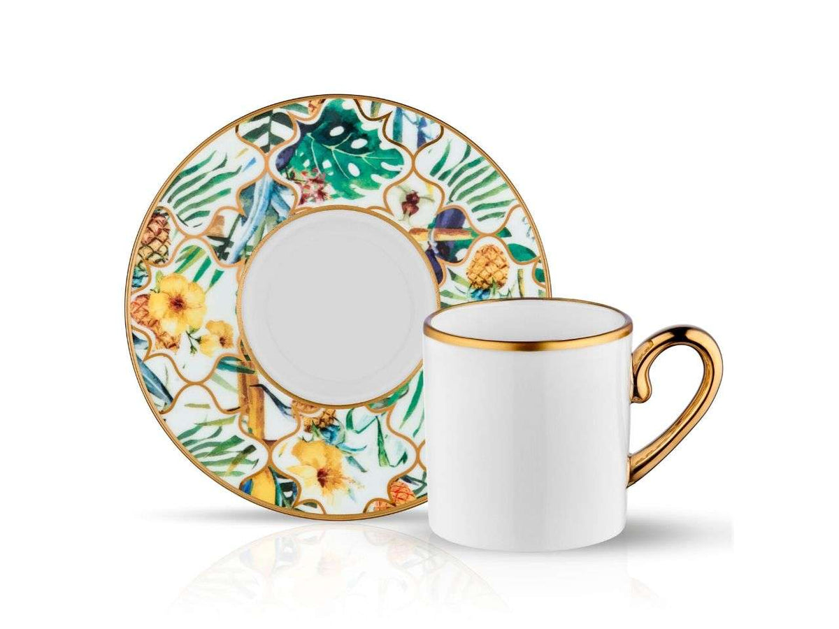 Eva Amazon Brasil Coffee Cup and Saucer - Gold - 90 cc-Cups, Saucers & Mugs-K-United