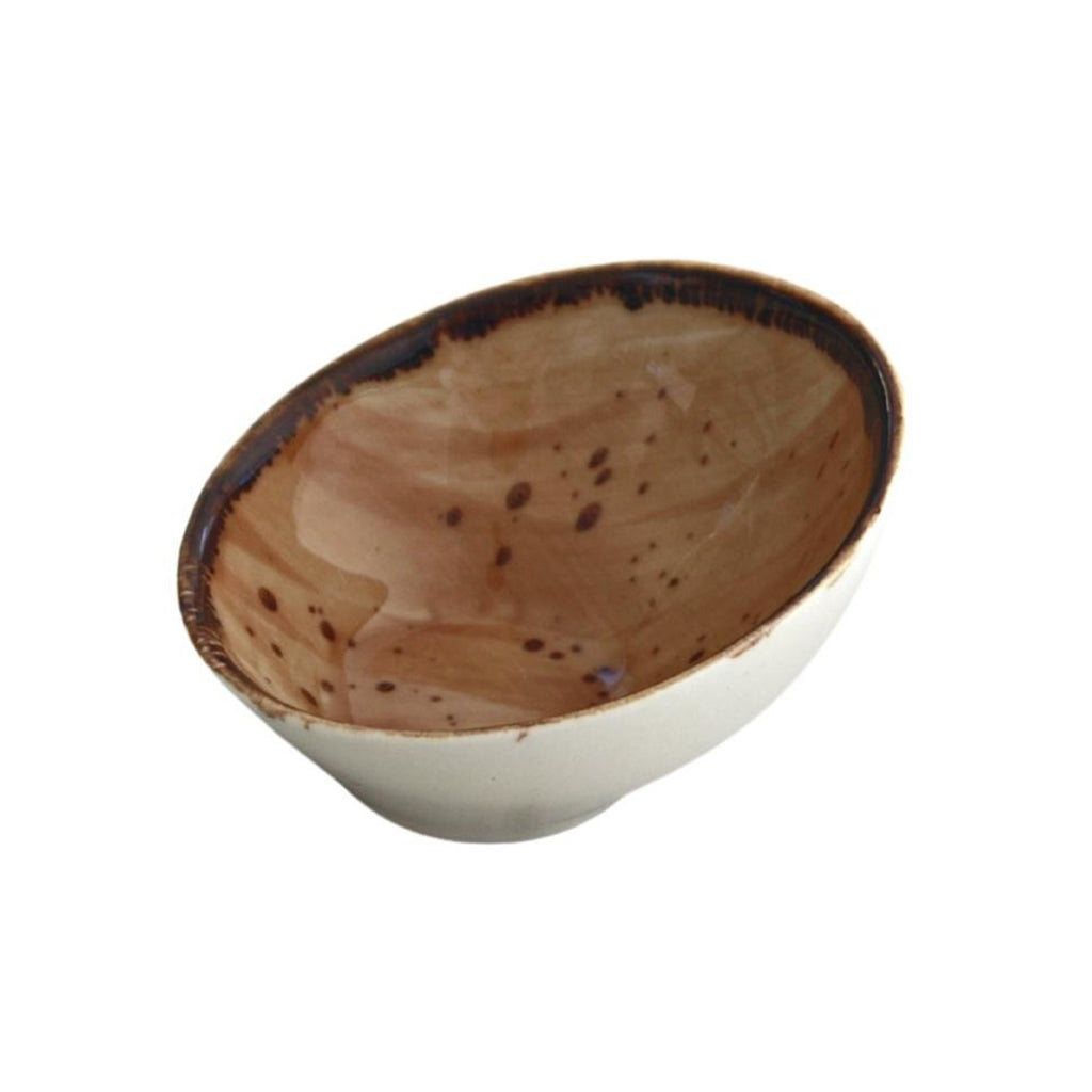 Porcelain Snack&Dip Bowl Mussel Brown Fringed 5cm
