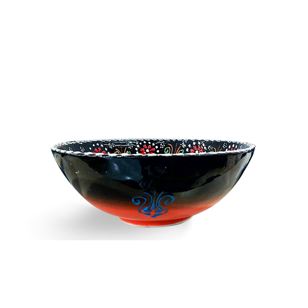Handmade Ceramic Bowl Mexican Dark Green to Red 21cm