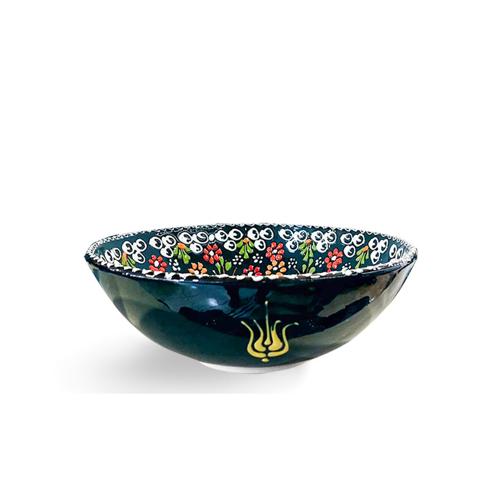 Handmade Ceramic Bowl Mexican Green to Dark Green 21cm