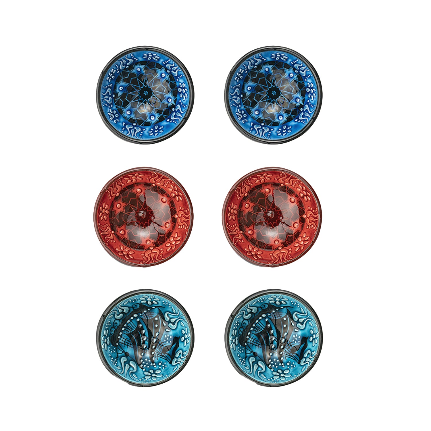 Set of 6 Ceramic Dip Bowls – Iznik, Spring Bloom – 8cm