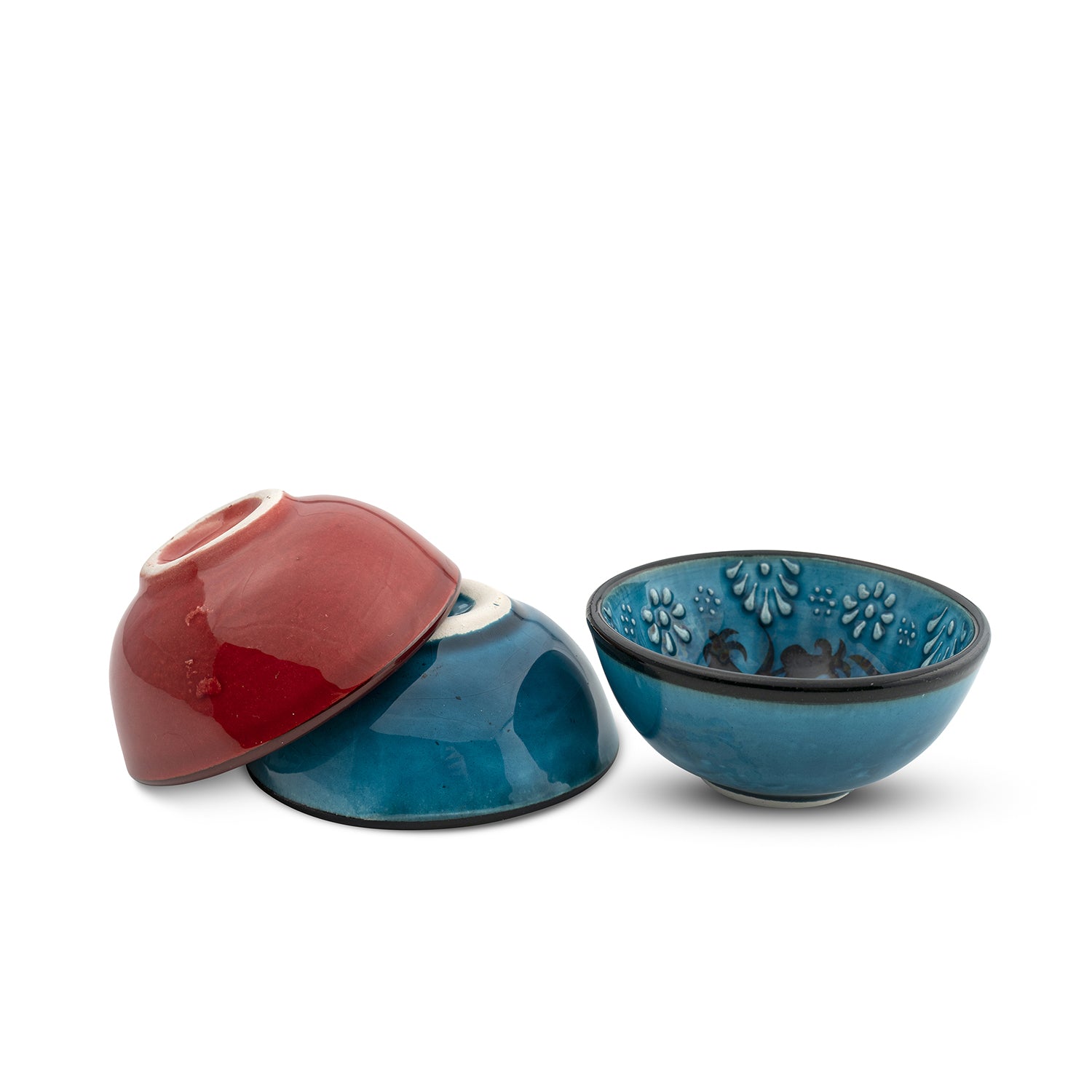 Set of 6 Ceramic Dip Bowls – Iznik, Spring Bloom – 8cm