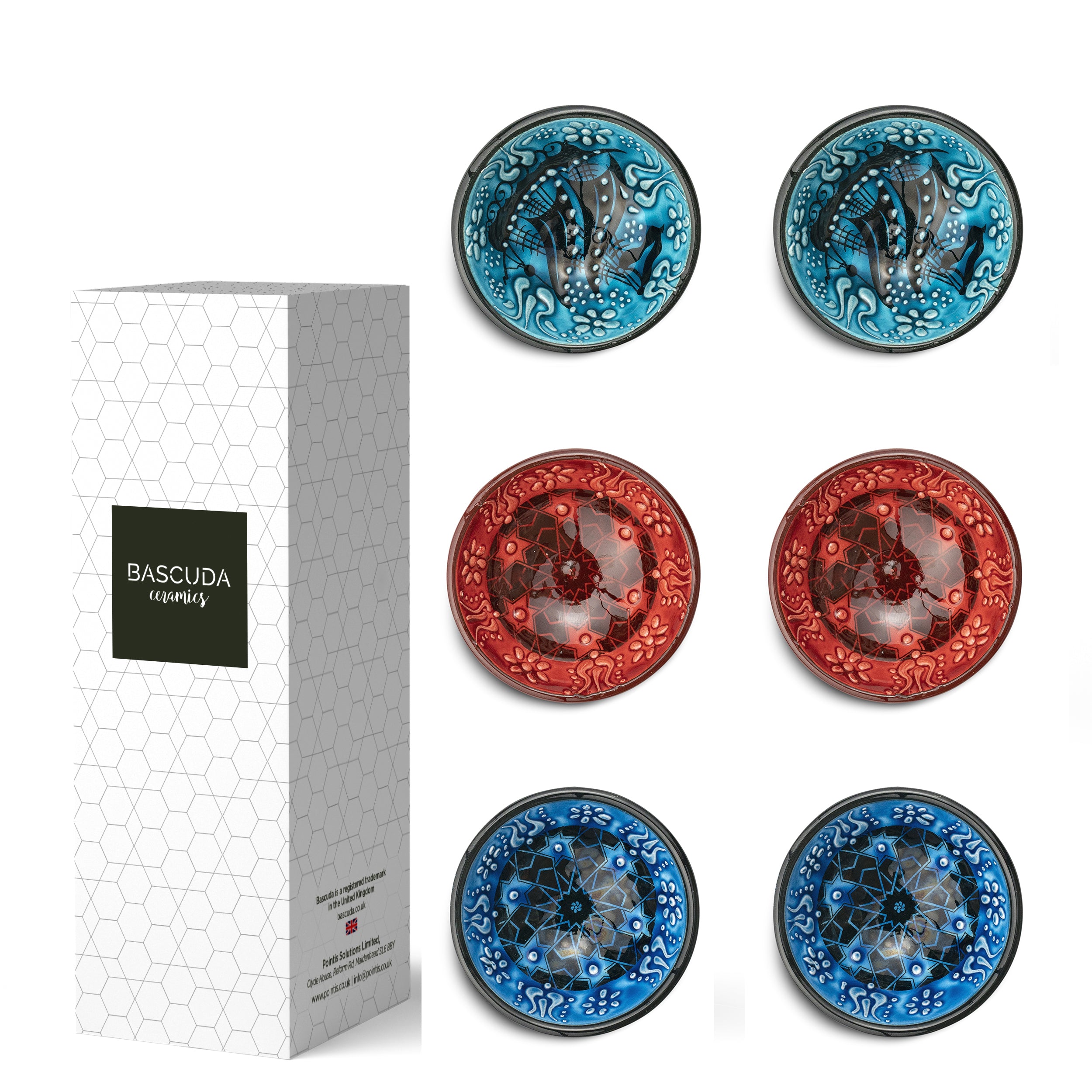 Set of 6 Ceramic Dip Bowls – Iznik, Spring Bloom – 8cm