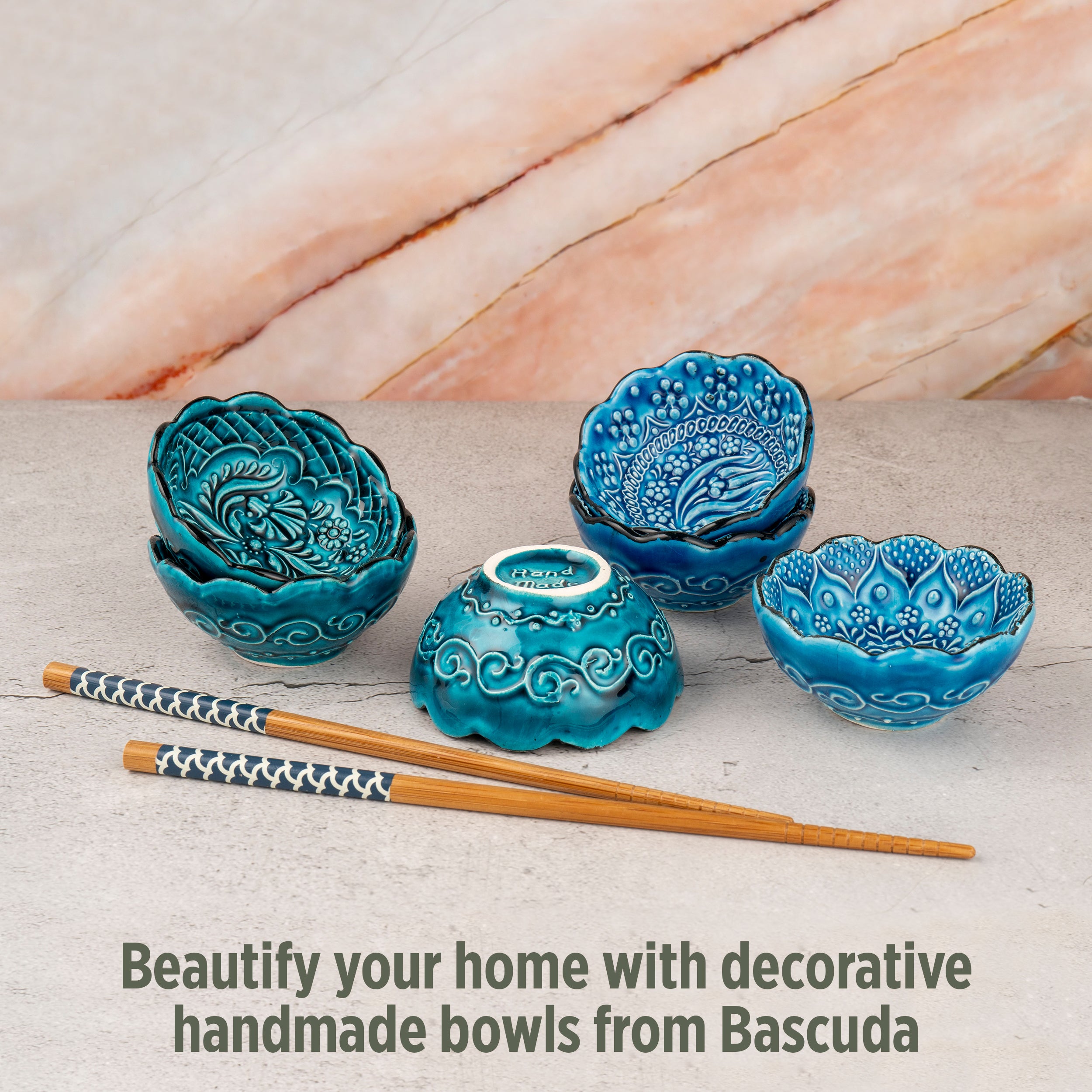 Set of 6 Ceramic Dip Bowls – Iznik, Aegean Whirl – 8cm