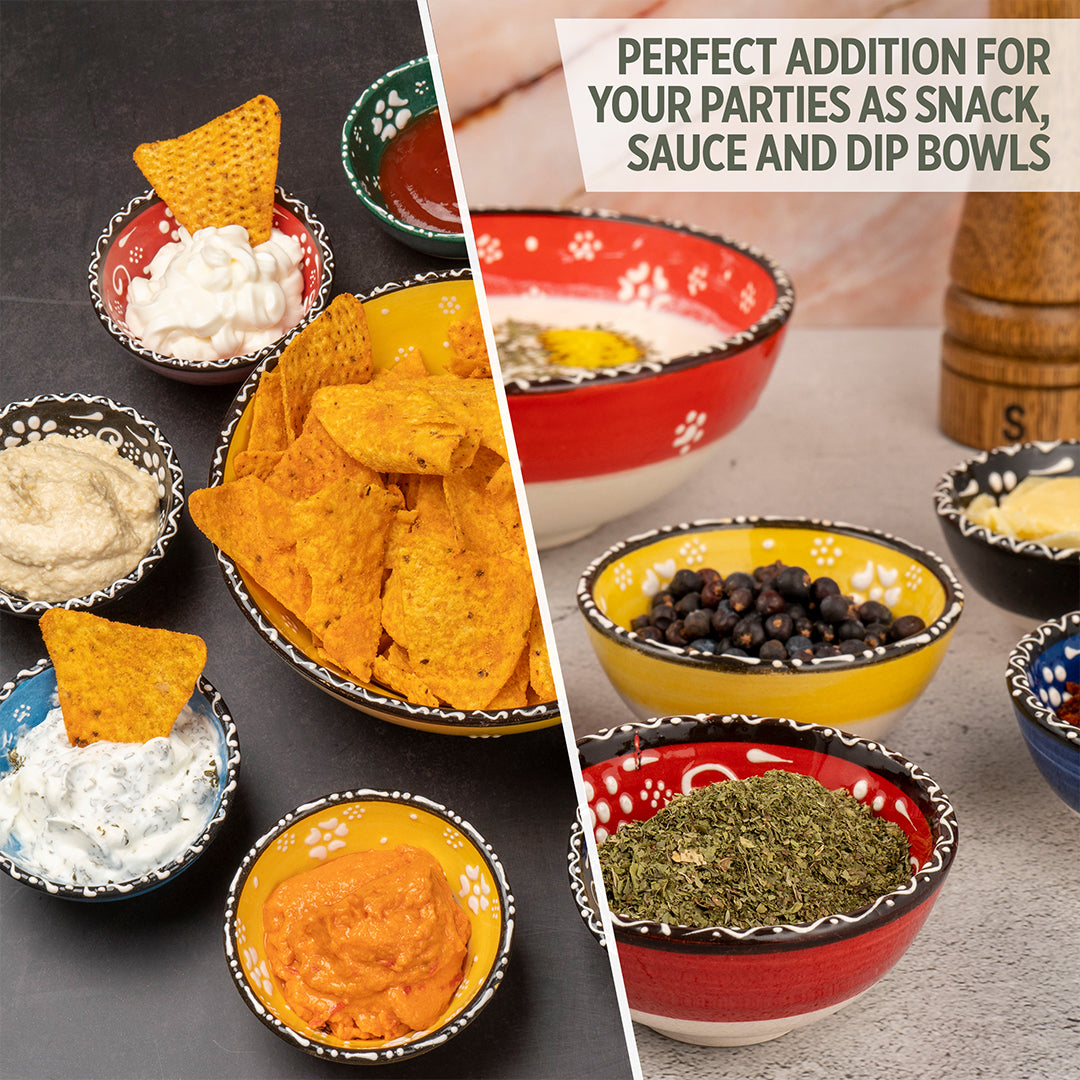 Set of 6 Ceramic Dip Bowls – Rochelle, Rochelle Bloom – 8cm