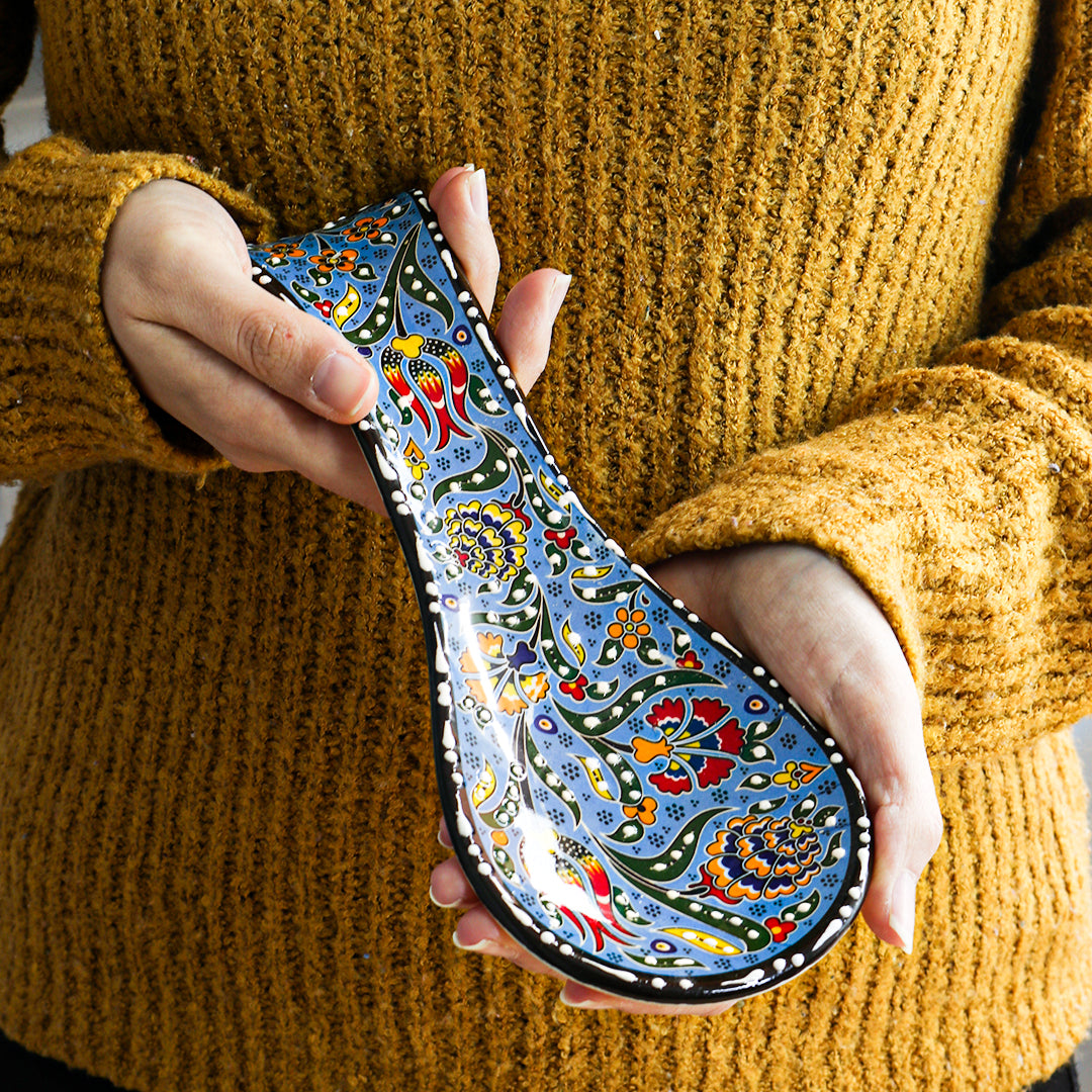 Ceramic Spoon Rest – Iznik, Blue Tulip – 24x5cm