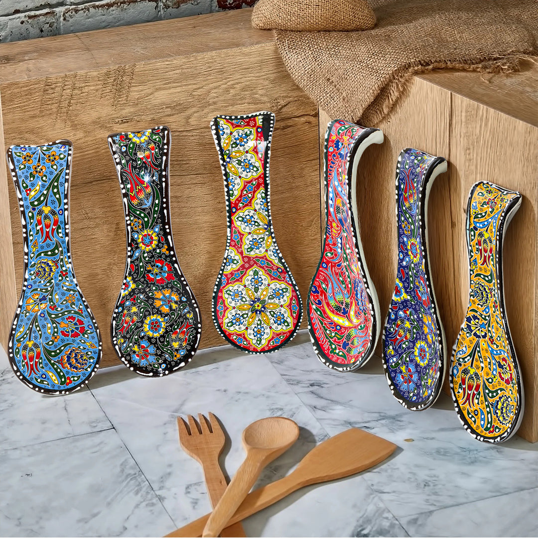 Ceramic Spoon Rest – Iznik, Yellow Tulip – 24x5cm