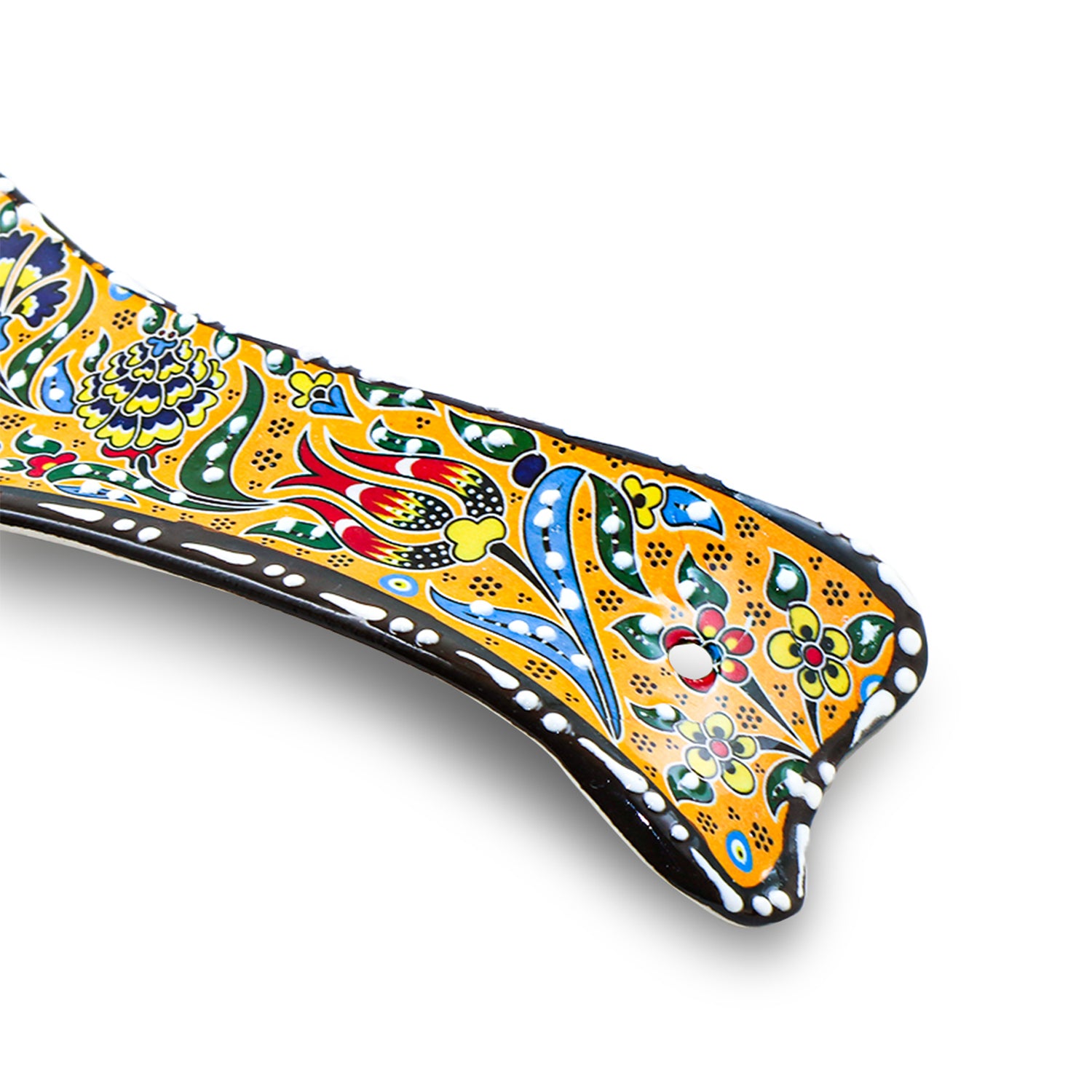 Ceramic Spoon Rest – Iznik, Yellow Tulip – 24x5cm