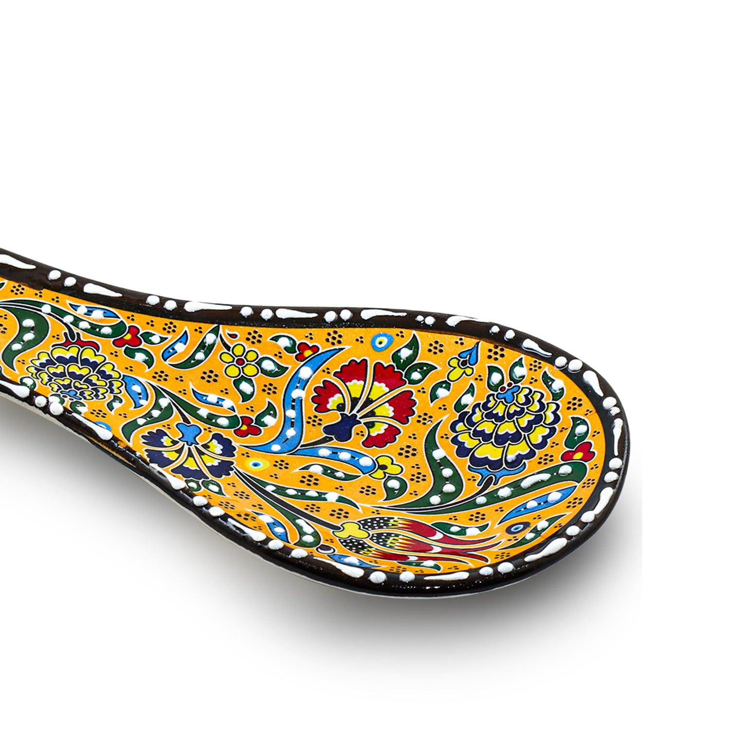 Ceramic Spoon Rest – Iznik, Yellow Tulip – 24x5cm