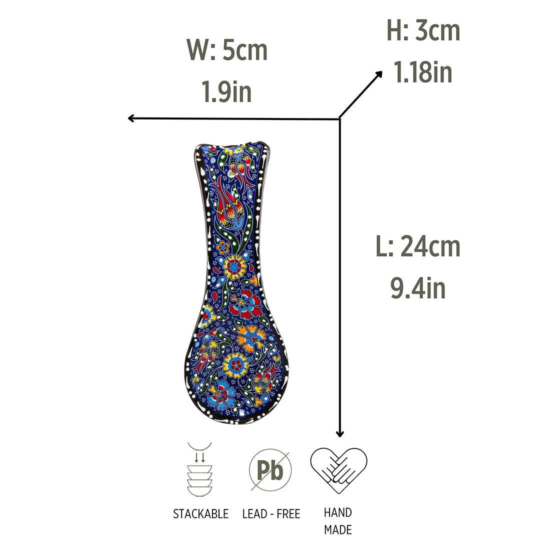 Ceramic Spoon Rest – Iznik, Navy Tulip – 24x5cm