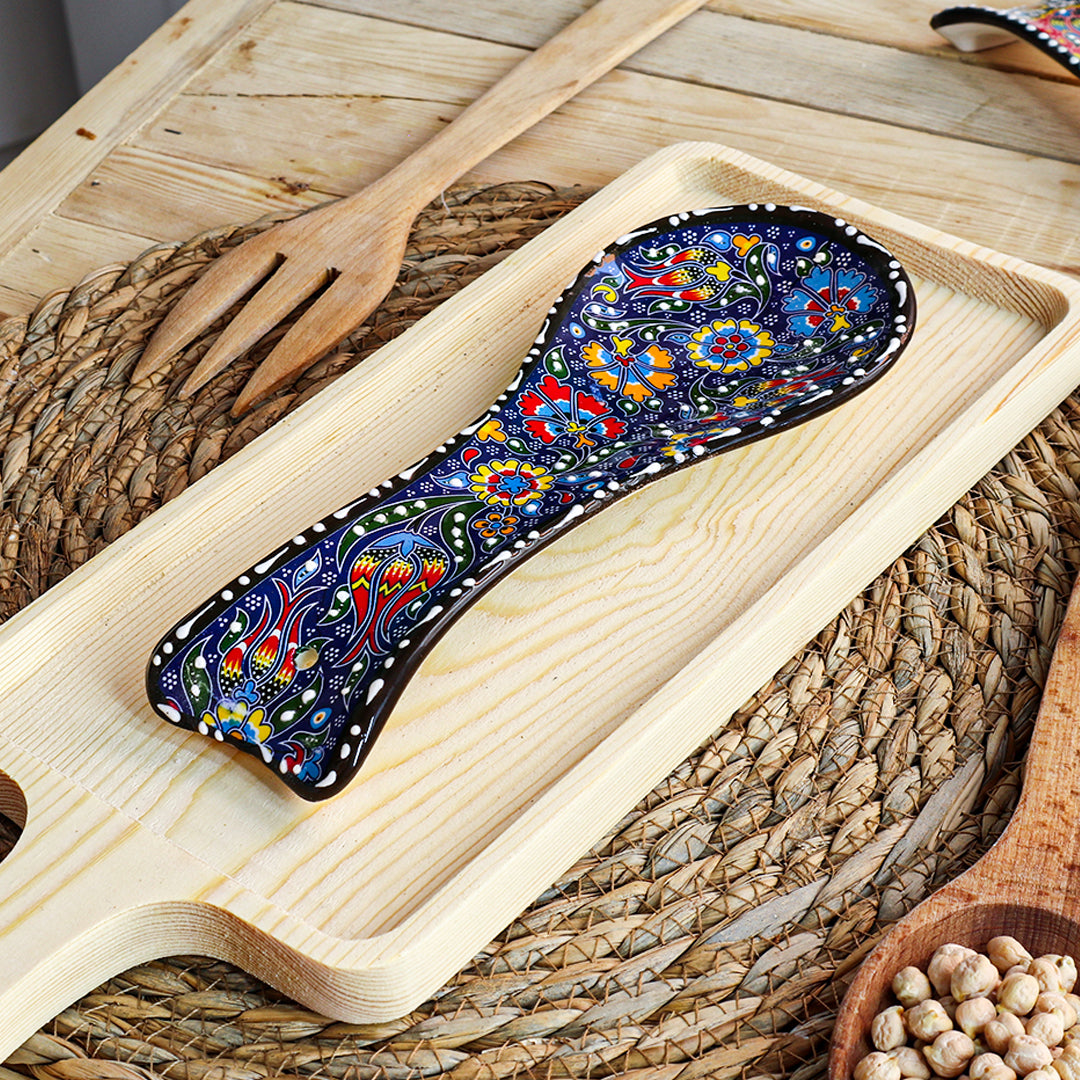 Ceramic Spoon Rest – Iznik, Navy Tulip – 24x5cm