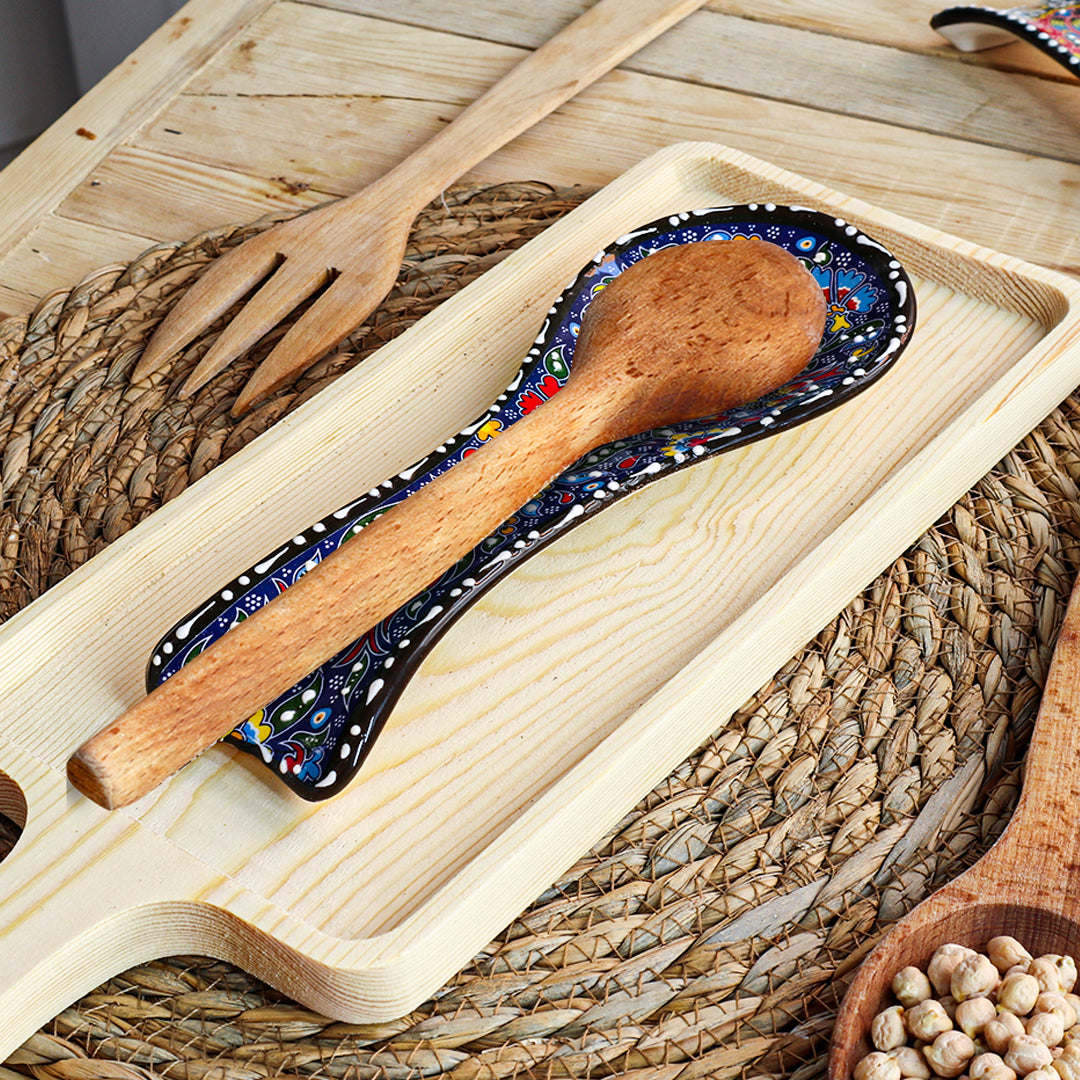 Ceramic Spoon Rest – Iznik, Navy Tulip – 24x5cm
