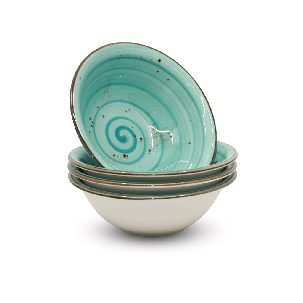 Porcelain Soup-Cereal Bowls Set of 4 Pebble Sea Green 18cm