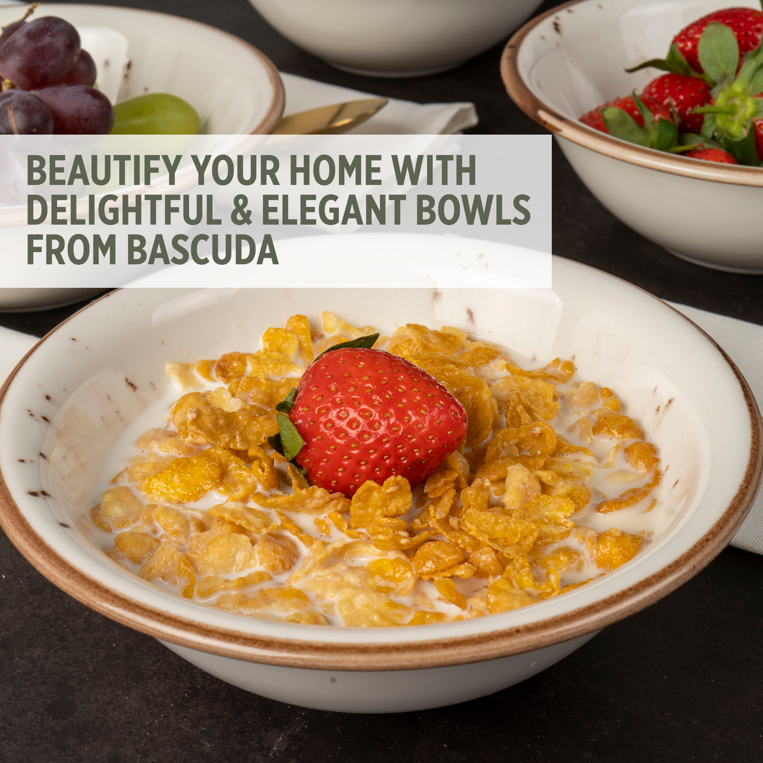 Set of 4 Porcelain Soup&Cereal Bowls – Morar, Sandstone – 18cm