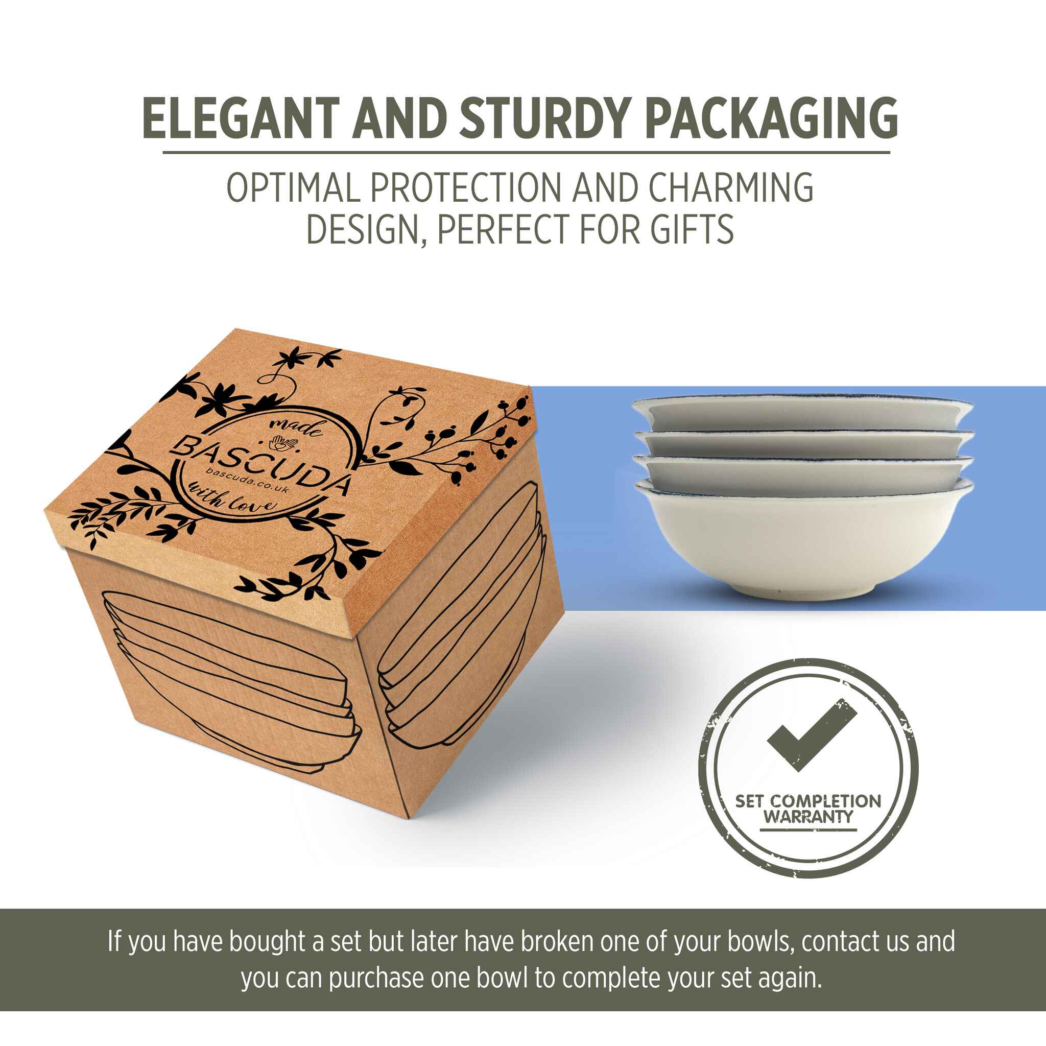 Set of 4 Porcelain Soup&Cereal Bowls – Morar, Deep Tide – 18cm