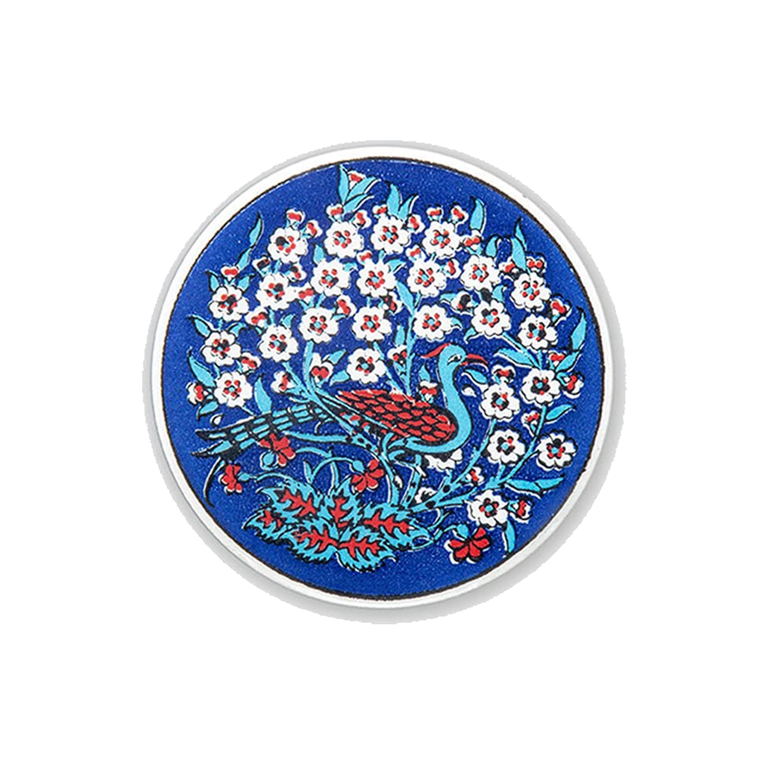 Set of 4 Ceramic Coasters – Iznik, Peacock Quartet – 10cm